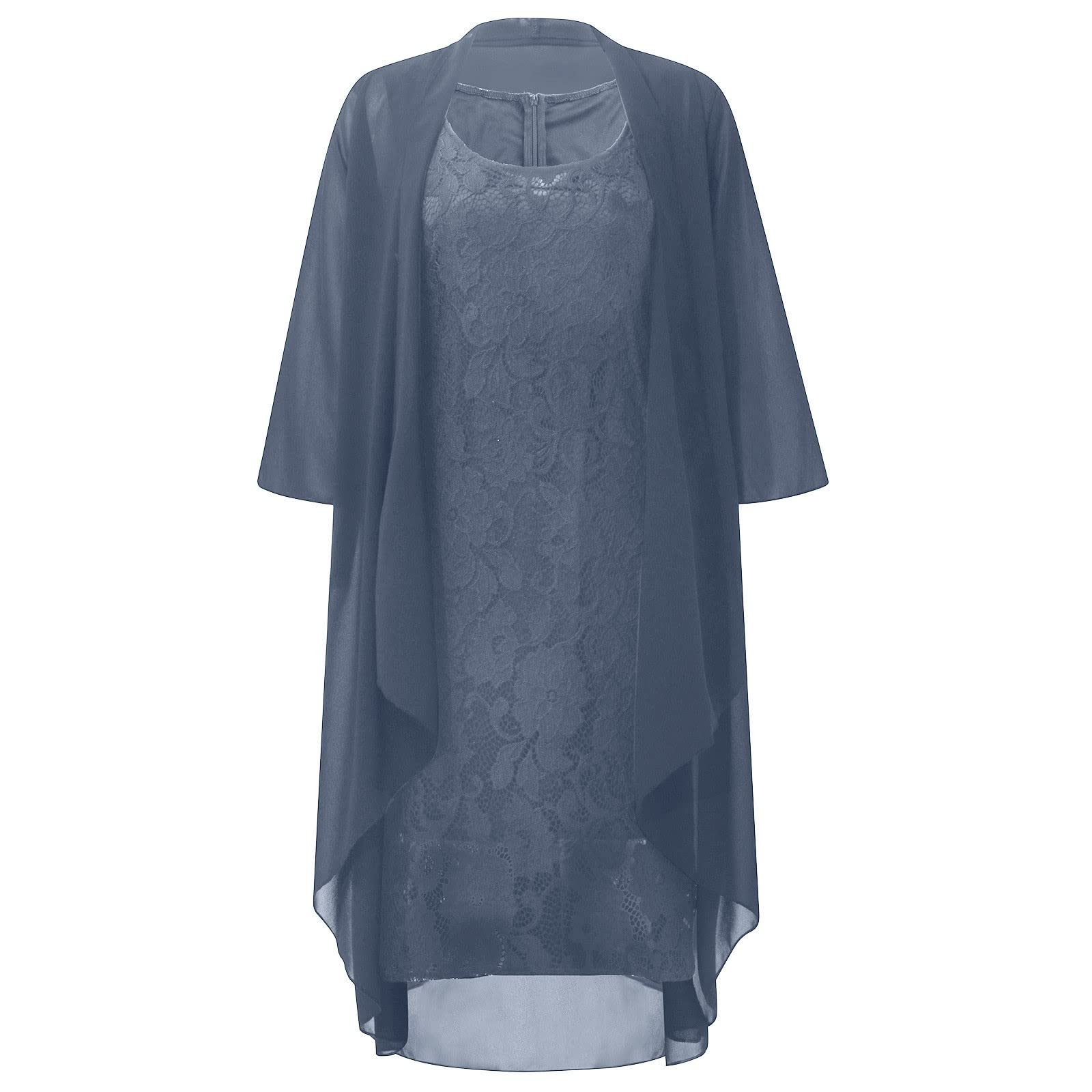 Elegant Plus Size Women's Two-Piece Suit: Lace Dress & Cardigan Set for Mother of The Bride, Formal Events & Evening Occasions | Perfect for Weddings, Parties & Special Celebrations