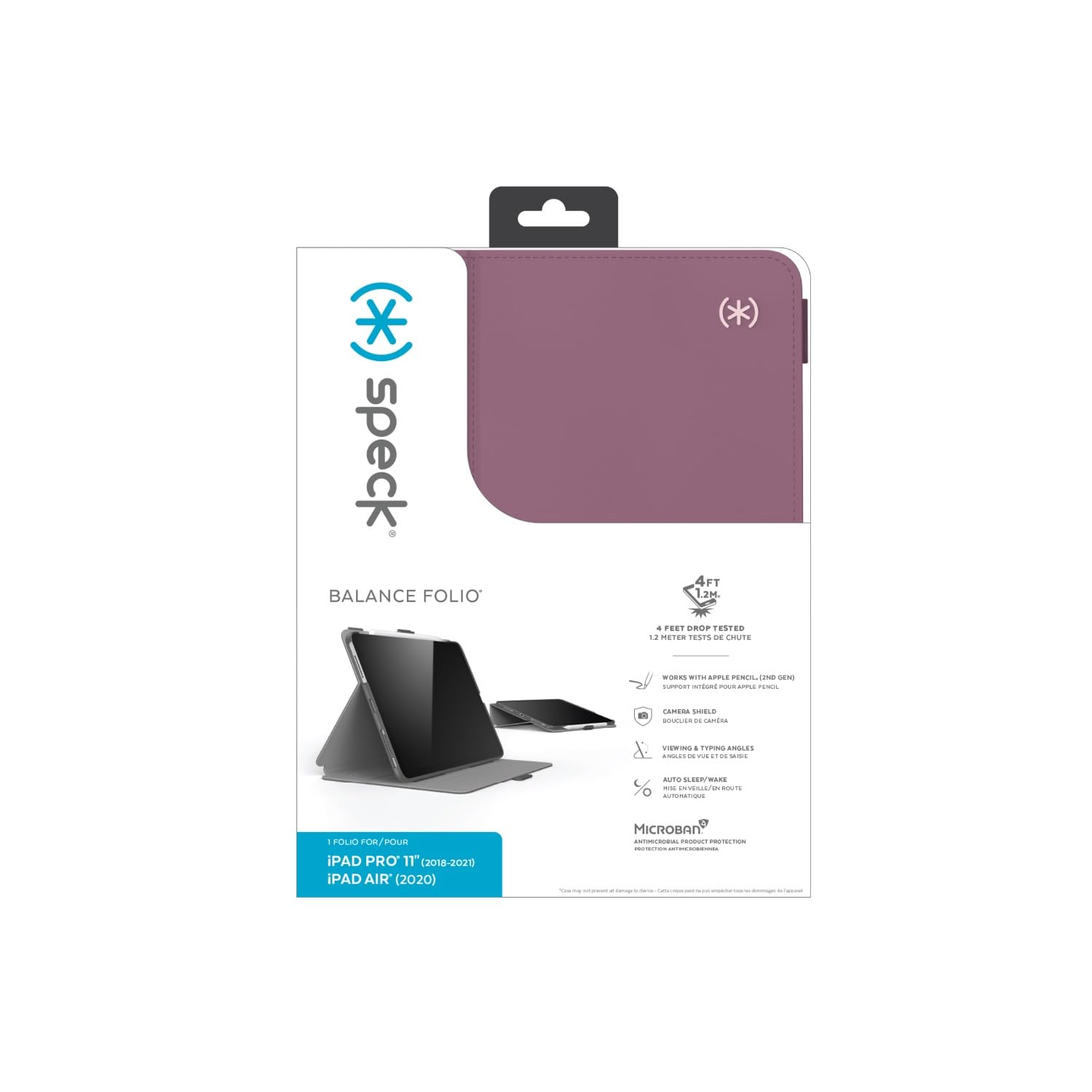 Speck Balance Folio Case for 11-inch iPad Air & iPad Pro - Protective Cover with Slim Design in Crepe Pink, Plumberry & Crushed Purple | Perfect for Work, Travel & Everyday Use
