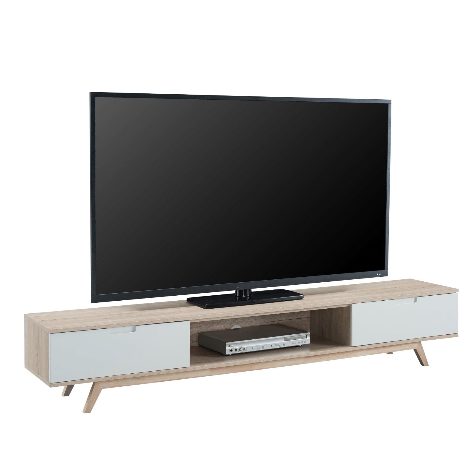 NOVA LL Entertainment Unit - Solid Oak TV Stand with Storage Shelves by Tauris | Perfect for Living Room Home Theater Setup