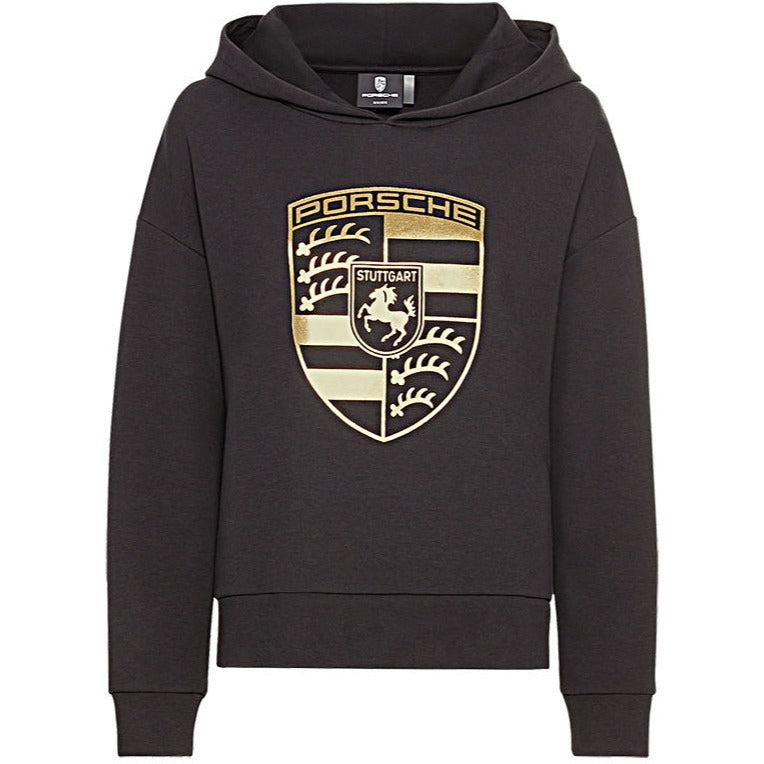 Porsche Women's Hoodie with Crest Logo - Soft Fleece Pullover Sweatshirt for Casual Wear, Gym, and Outdoor Activities