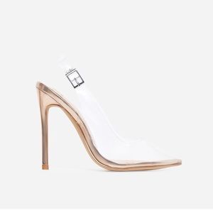 Elegant Terry Rose Gold Slingback Heels for Women - Comfortable High Heel Sandals for Weddings, Parties & Evening Events