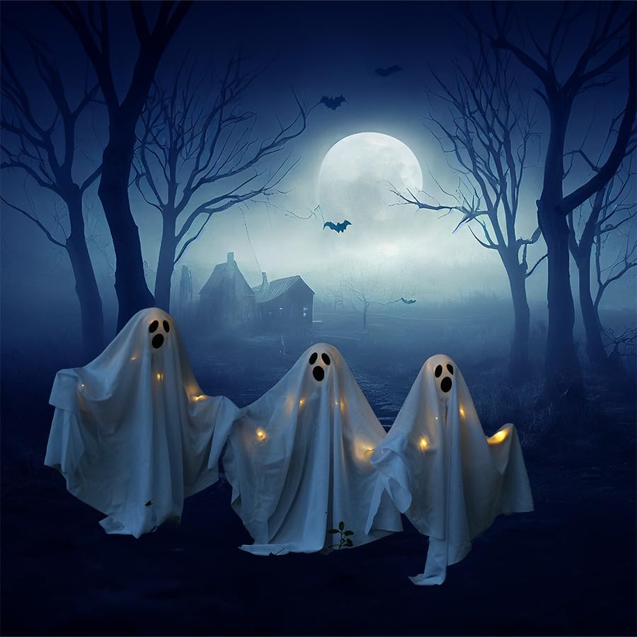 3-Pack LED Lighted Spooky Ghost Yard Stakes - 24 Inch Halloween Decor for Lawn, Garden, Patio & Haunted House | Perfect for Outdoor Halloween Party Decorations & Haunted Yard Displays