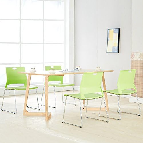 4 Pack Stackable Plastic Chairs - Heavy Duty Green Waiting Room Chairs with Durable Seats for Office, Library, Conference, Dorm, Cafeteria - Perfect for Events, Classrooms & Home Use