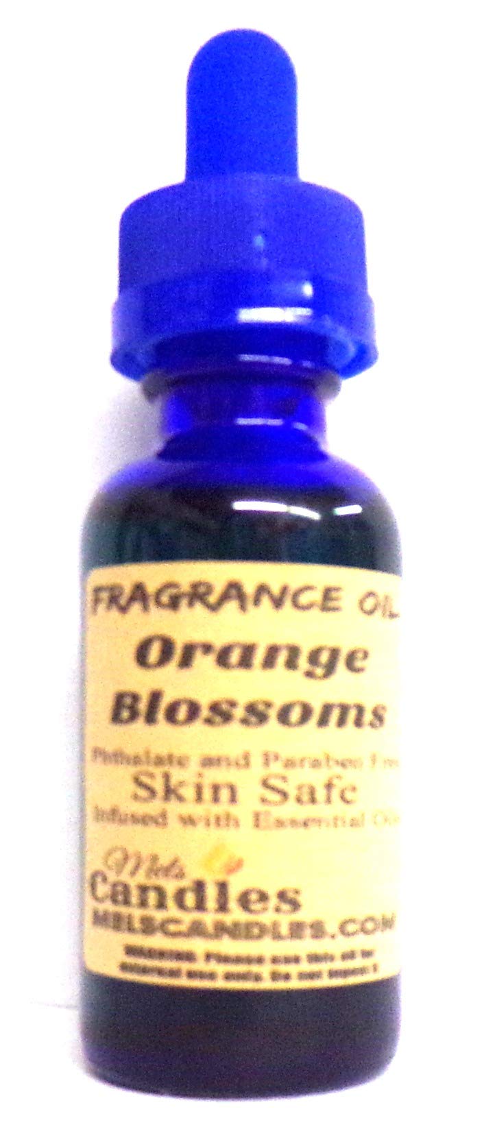 Premium Orange Blossom Fragrance Oil - 1oz (29.5ml) Skin-Safe Essential Oil in Blue Glass Bottle for Aromatherapy, Diffusers & DIY Beauty Products | Mels Candles & More