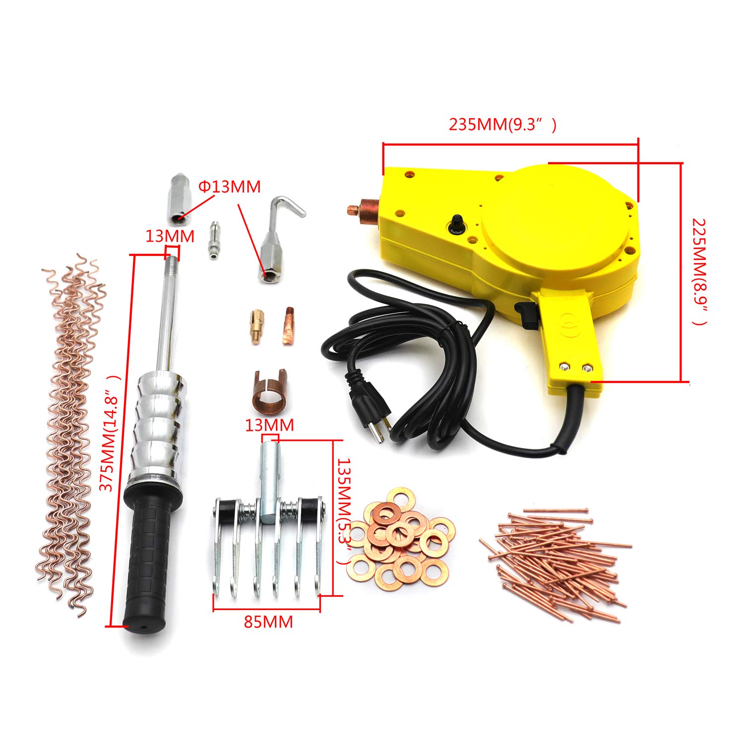 HTTMT Standard Stud Welder Starter Kit - Spot Puller, Hammer Gun, Dent Puller for Auto Body Repair [P/N: ET-CAR-FIX007-BK] | Perfect for Car Dent Removal, Collision Repair & DIY Automotive Maintenance