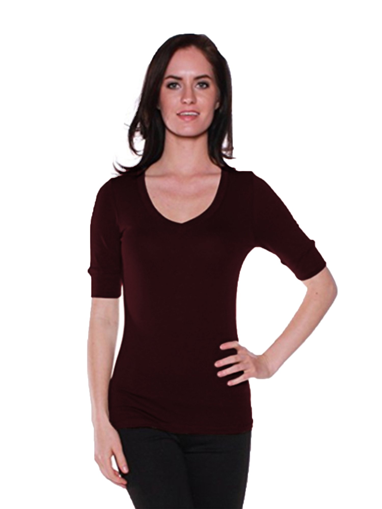 Emmalise Women's Slim Athletic Fit V-Neck T-Shirt Half Sleeve Top - Workout, Yoga & Casual Wear for Active Lifestyles