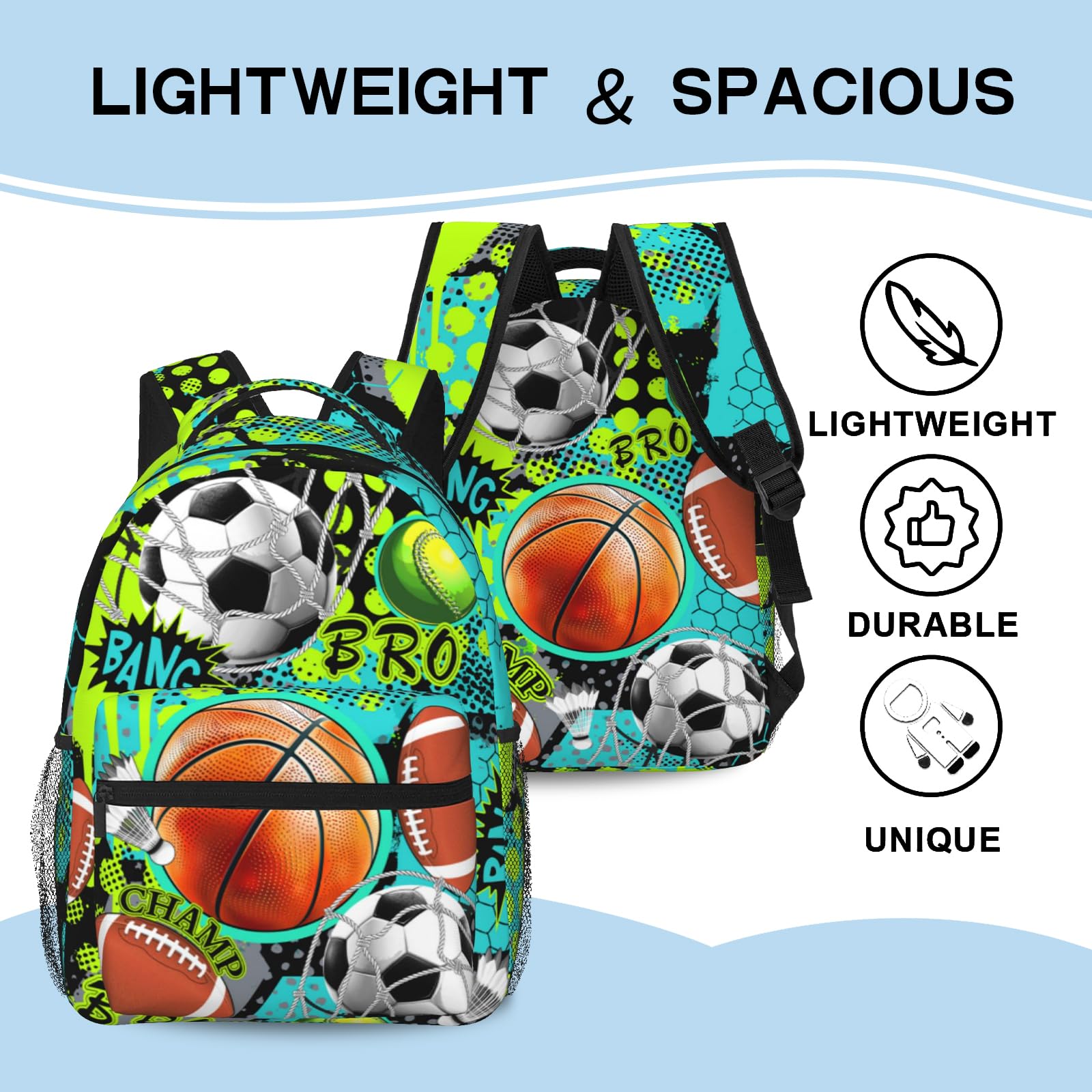 **Soccer & Basketball Backpack for Boys - Durable School Bookbag for Teens & Kids Ages 6-18 - Lightweight Daypack for Elementary & Middle School, Sports, and Travel - Perfect for School, Gym, and Outdoor Adventures**