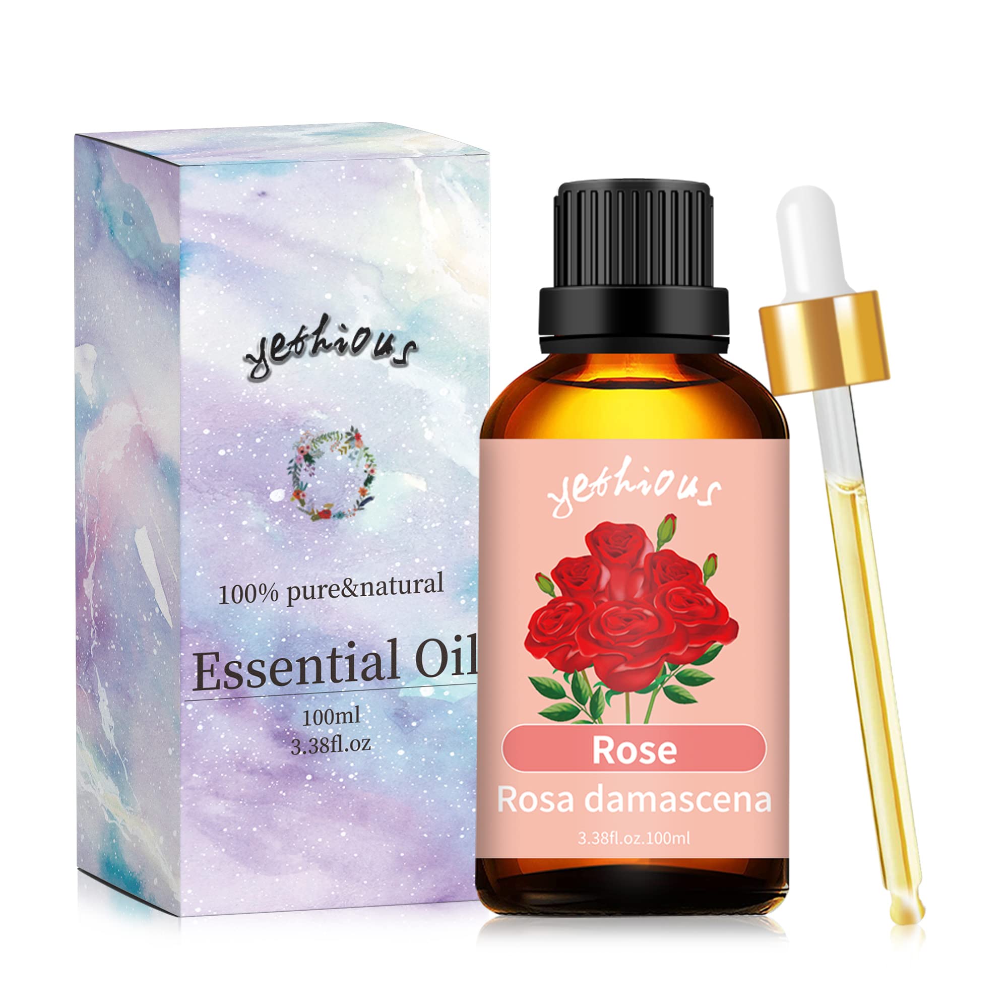 100% Pure & Natural Rose Essential Oil for Diffusers, Skin Care, Hair Care, Candle & Soap Making - 100ml Therapeutic Grade Aromatherapy Oil - Perfect for Relaxation, Spa & Gift Giving