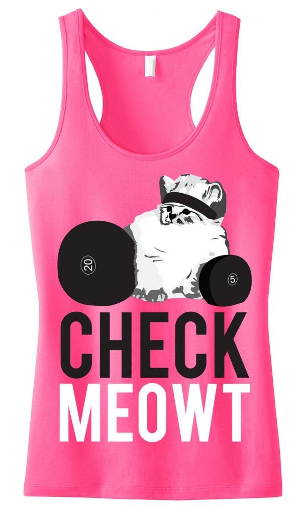NoBull Women's Check Meowt Racerback Tank Top - Athletic Workout Shirt for Running, Yoga & Gym - Breathable Comfort Fit