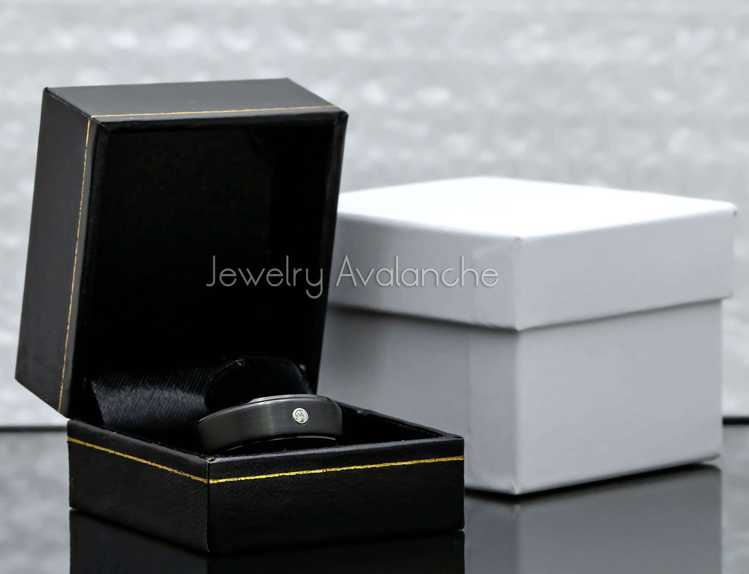 0.07ct Men's Diamond Black Tungsten Carbide Ring - 8mm Comfort Fit Wedding Band for Him, Anniversary & Engagement Jewelry Gift - Perfect for Daily Wear, Special Occasions & Romantic Proposals