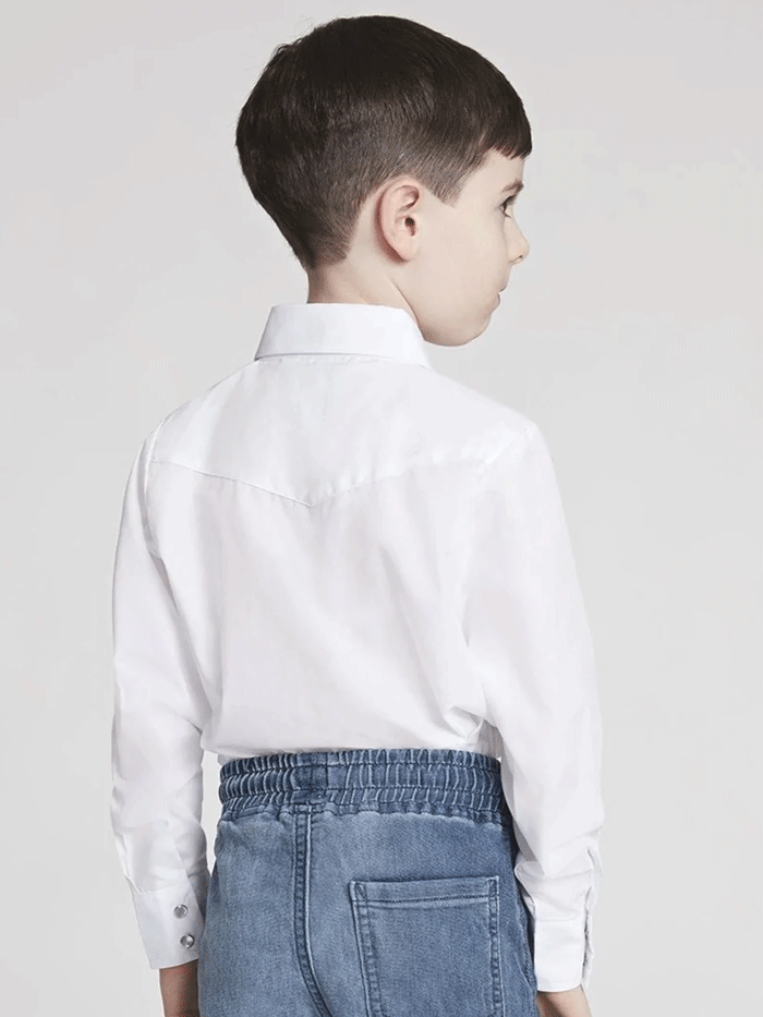 Ely Cattleman Kids Long Sleeve Solid Western Shirt - White | Classic Cowboy Style Shirt for Boys & Girls | Perfect for Rodeo, Ranch, and Western-Themed Events
