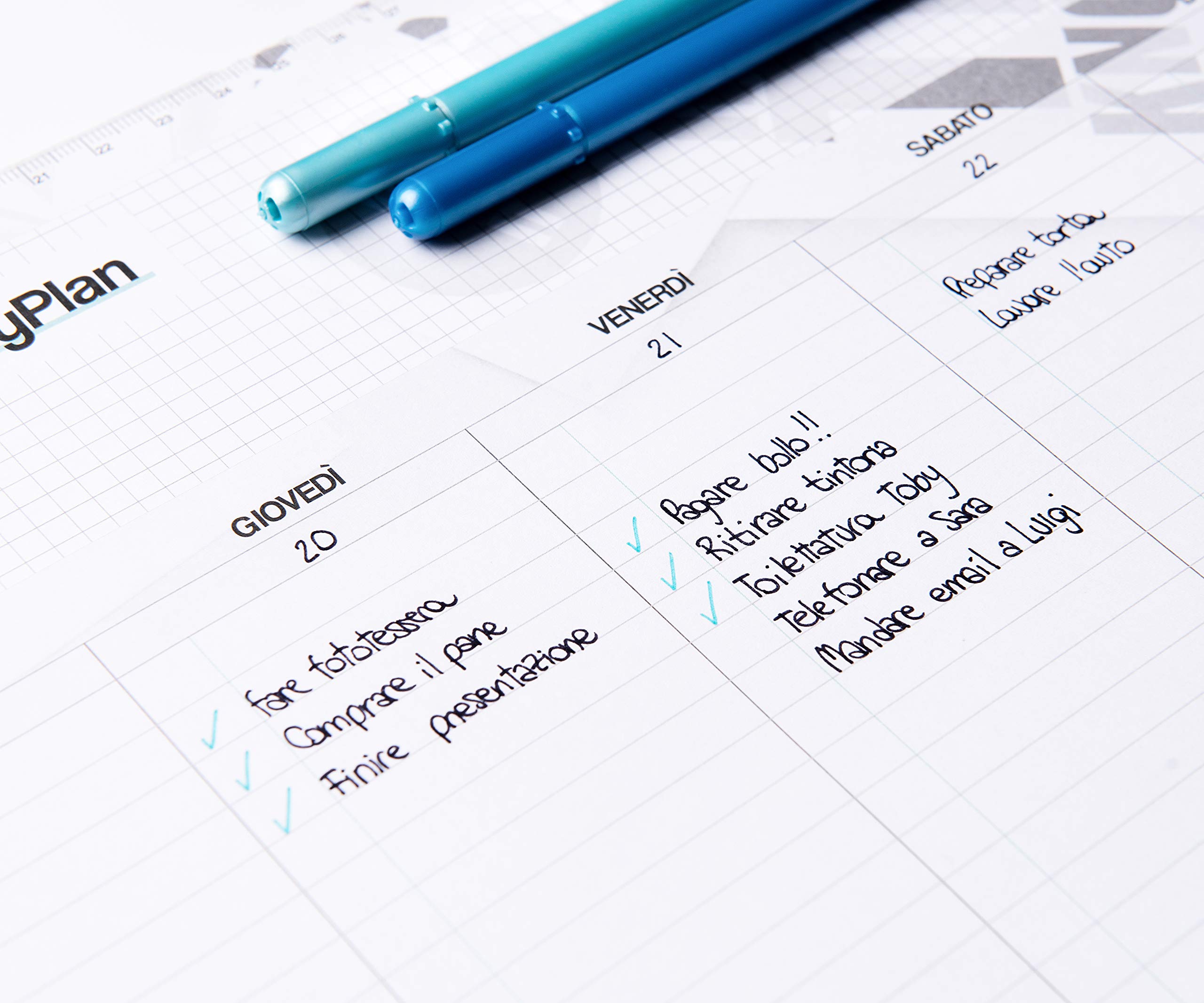 2025 Weekly Desk Planner A3 Size 43x30cm - Tear-Off Perpetual Calendar & Budget Planner - Italian Design for Office, Home, and School Organization