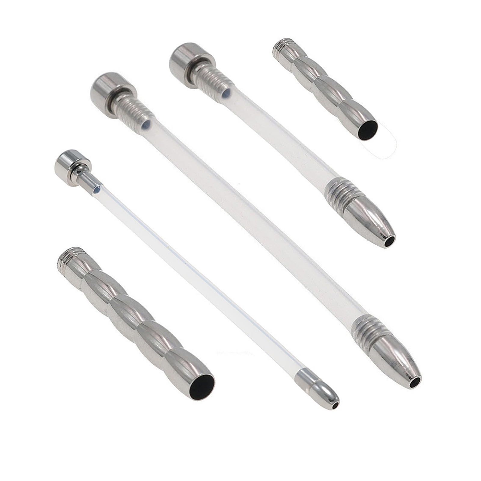 5Pcs Stainless Steel Chastity Lock Accessories with Silicone Hose - Hollow Metal Urethral Plug & Catheter for Couples - BDSM, Bondage & Pleasure Toys for Adults - Perfect for Role Play, Spicing Up Relationships & Sensual Exploration