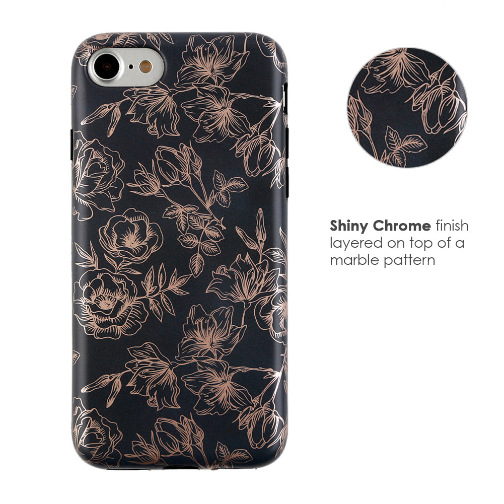 Elegant Floral Rose Gold iPhone Case - Stylish Protective Cover for iPhone 11/12/13/14/15 Pro Max - Perfect for Everyday Use, Office & Special Occasions
