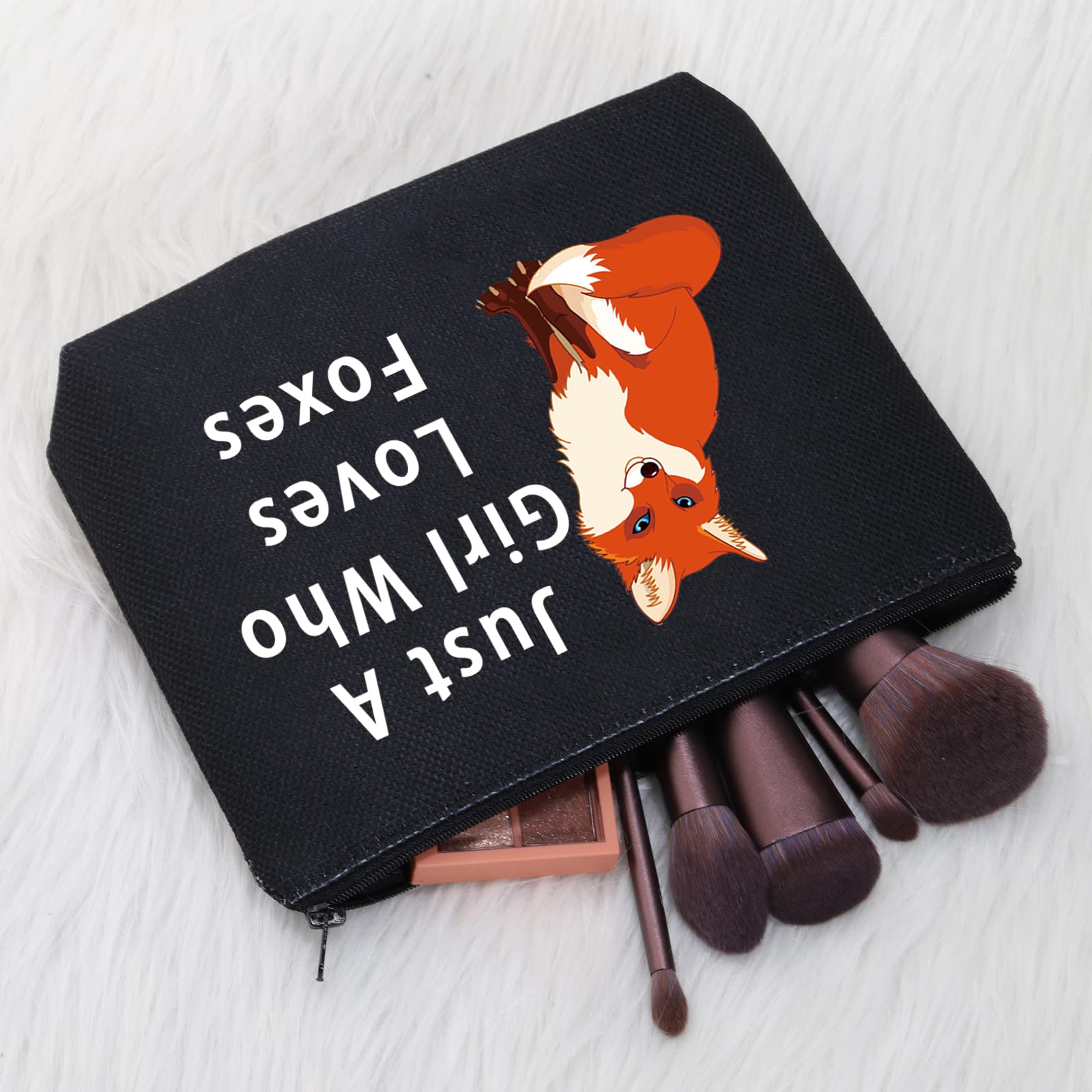 Cute Fox Cosmetic Bag - Fox Lover Gift Makeup Pouch for Women, Travel Toiletry Organizer with Fox Print - Perfect for Travel, Gym & Daily Use (BL-Loves Foxes Bag)