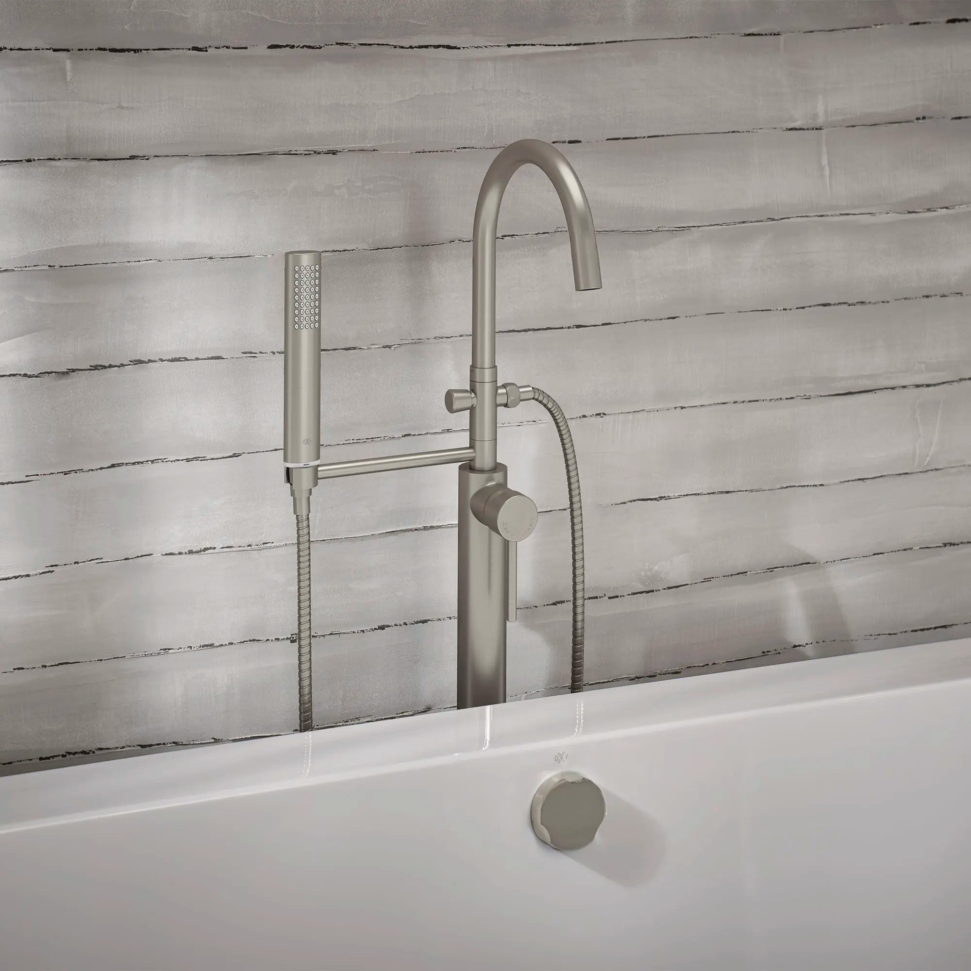 Modern Round Freestanding Bathtub Filler with Lever Handle Faucet - Compatible with Flash® Rough In Valve - Perfect for Spa-Like Bathroom Retreats and Luxury Home Renovations