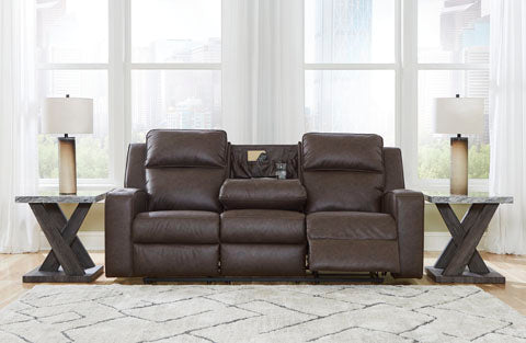 Lavenhorne Umber Reclining Sofa - 3-Seater Leather Living Room Couch with Adjustable Backrest & Footrest - Perfect for Home Theater, Family Room, and Lounge Relaxation