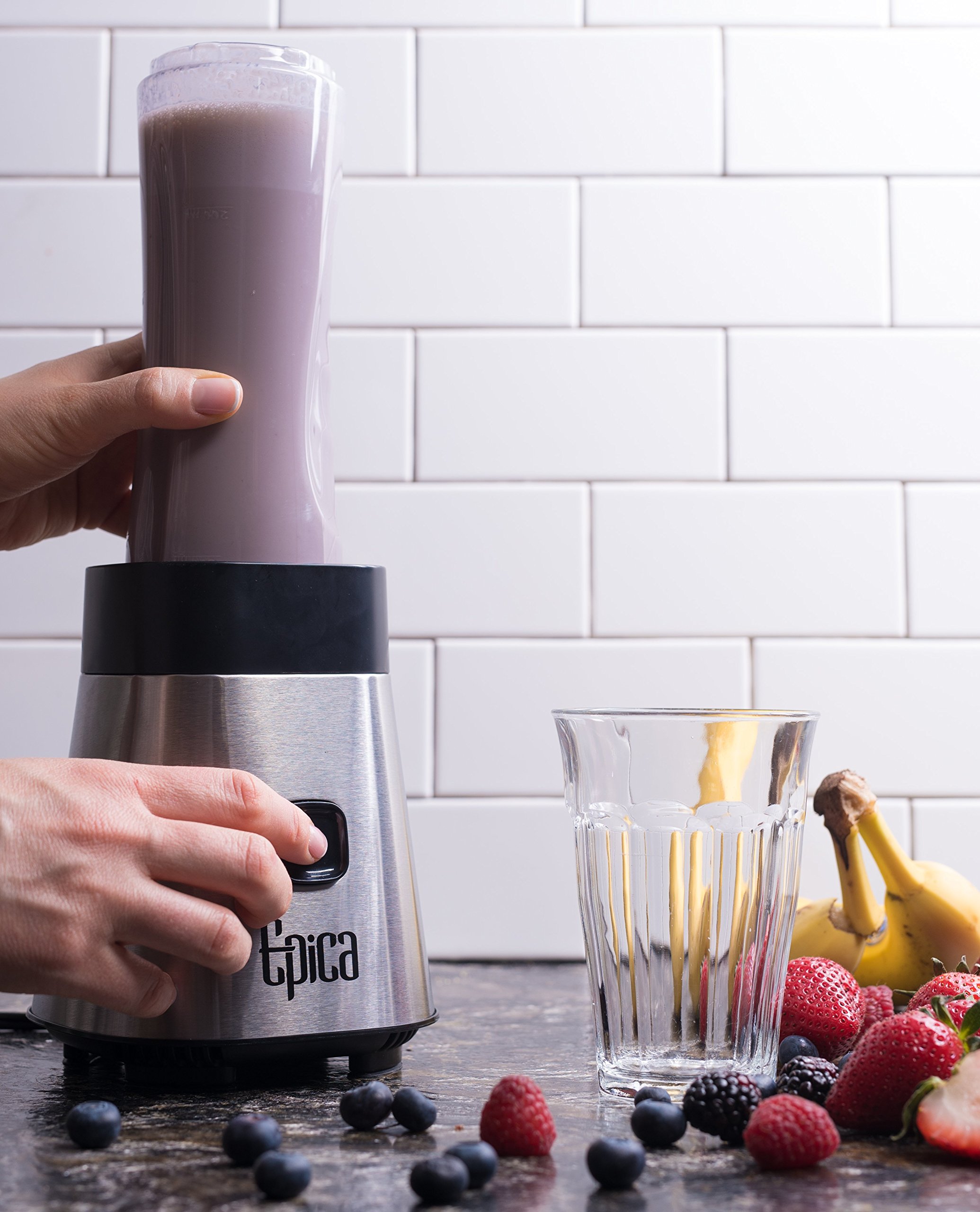 Epica Personal Blender with Travel Bottle - 350W Portable Smoothie Maker for Shakes, Juices & Protein Drinks - Perfect for Home, Office & Gym Use