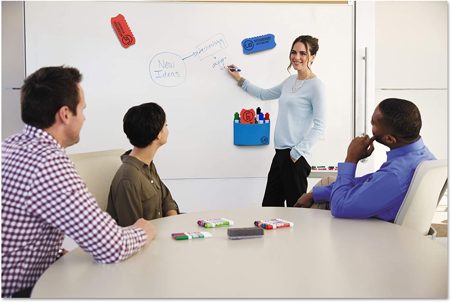 8 Pack Magnetic Dry Erase Erasers for Whiteboard, Chalkboard & Glass - Perfect for Classrooms, Offices & Home Use