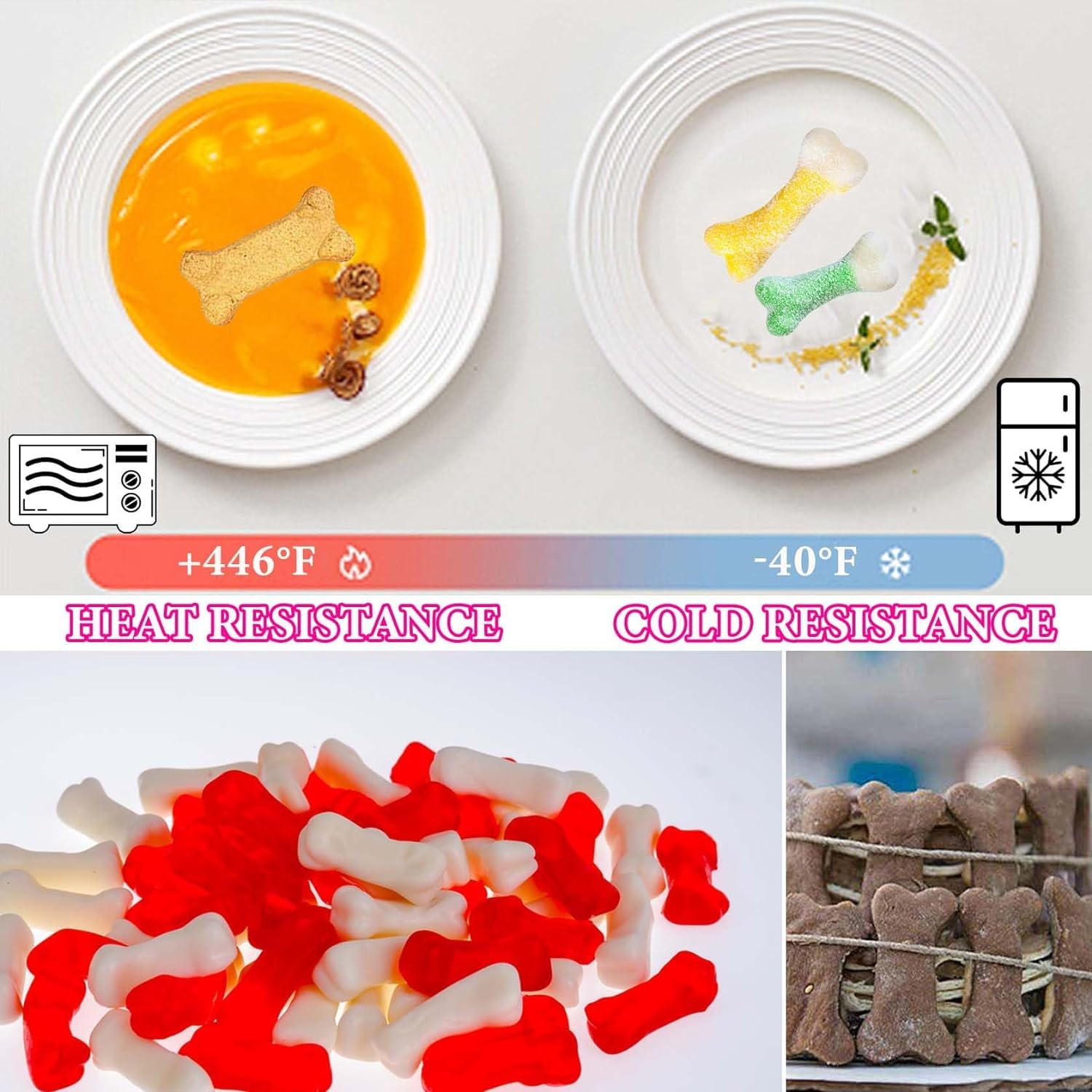 Premium Non-Stick Food Grade Silicone Dog Bone Mold - Perfect for Homemade Dog Treats, Frozen Yogurt, Jelly, Chocolate & Ice Cubes | Ideal for Baking Healthy Dog Biscuits & DIY Pet Snacks