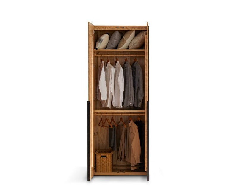 Solid Oak Wood Wardrobe - Modern High Closet for Bedroom & Living Room Storage | Durable & Stylish Furniture for Home Organization