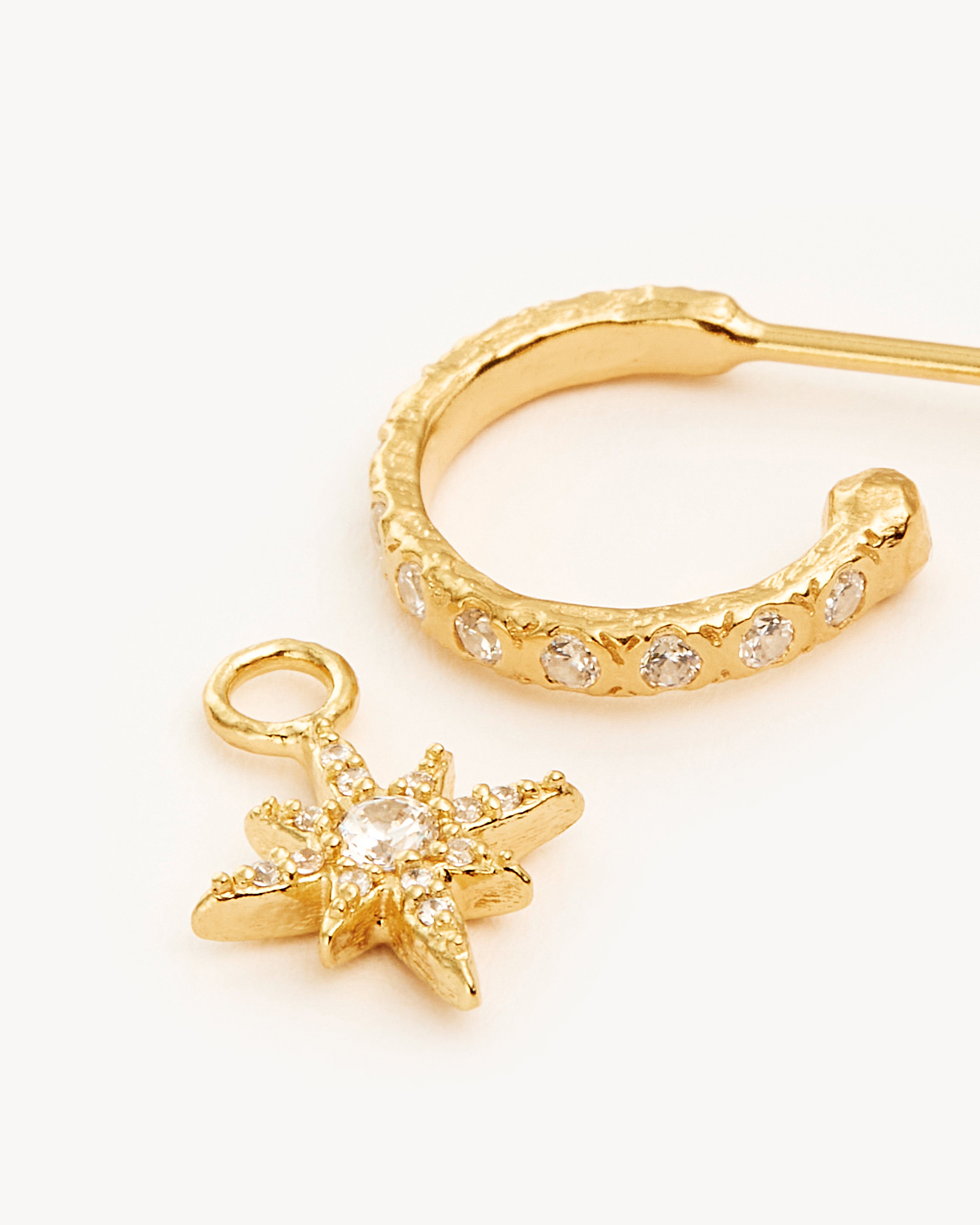 18K Gold Vermeil Dancing In Starlight Hoop Earrings - Elegant Dangle Earrings for Women, Perfect for Parties, Weddings & Evening Events