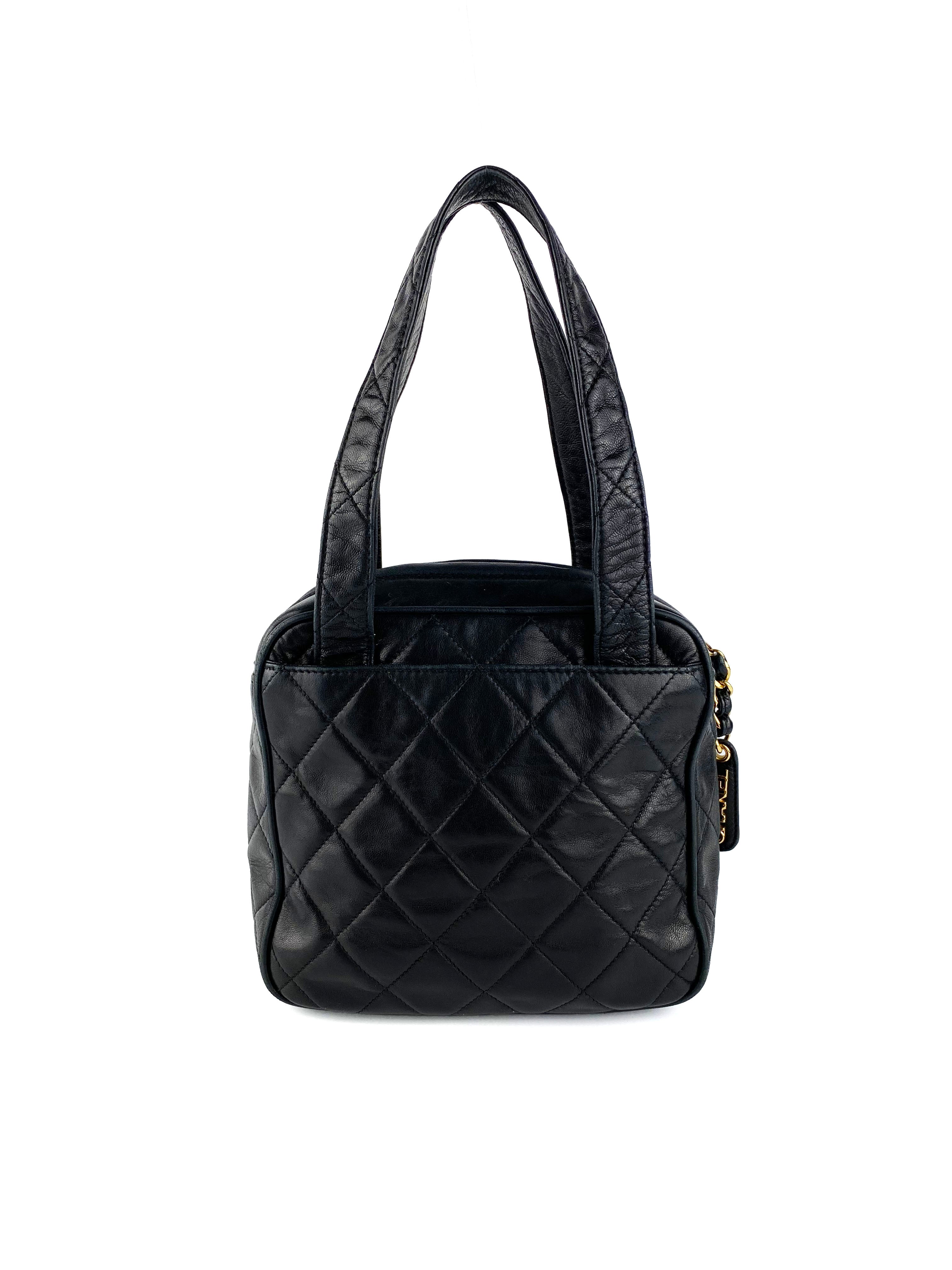 Chanel Black Vintage Quilted Square Tote Bag for Women - Luxury Designer Handbag for Everyday Use, Work & Travel