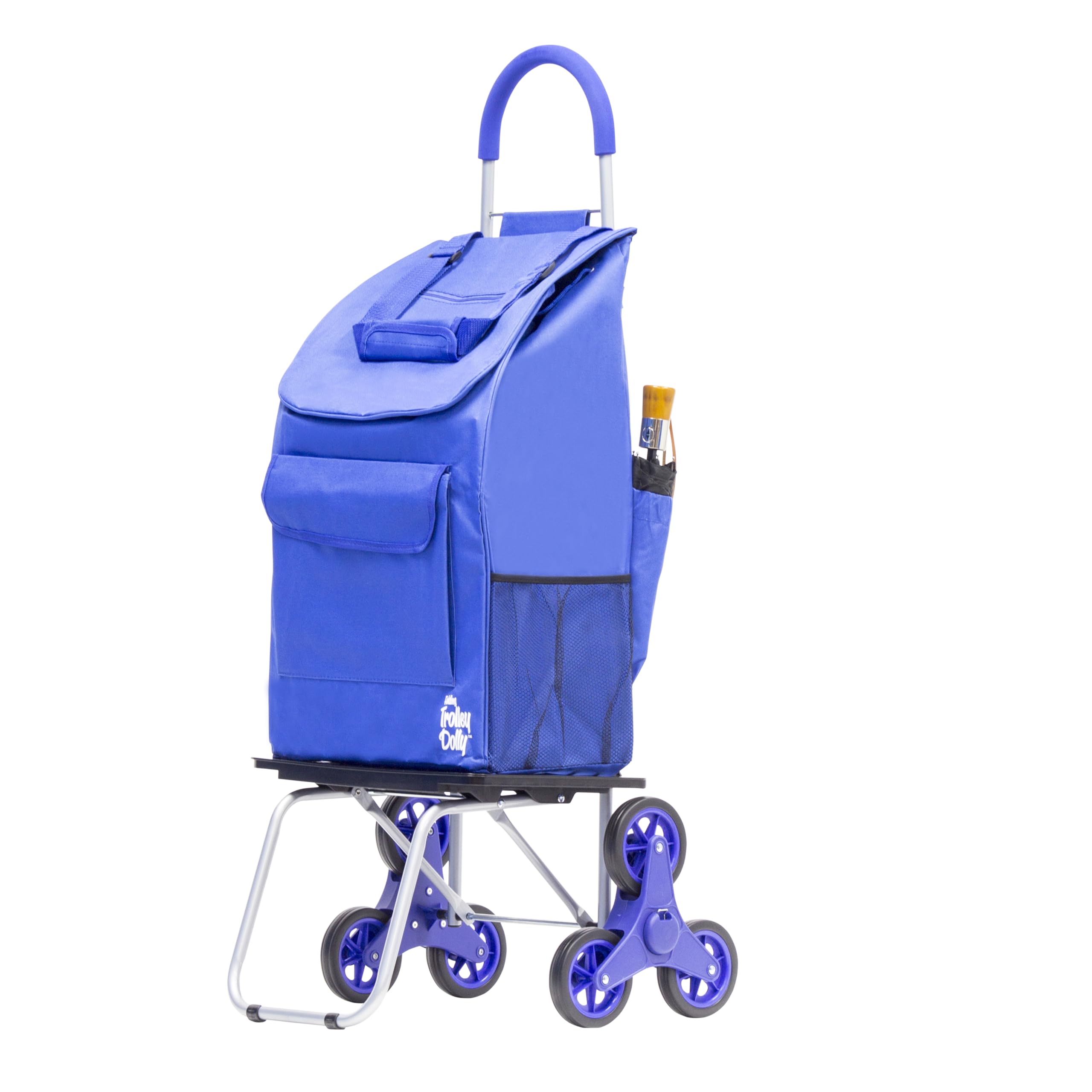 Best Foldable Stair Climbing Cart - Heavy Duty Grocery Shopping Trolley with Wheels for Apartments & Condos | Portable Blue Utility Dolly for Stairs, Supermarkets & Home Use