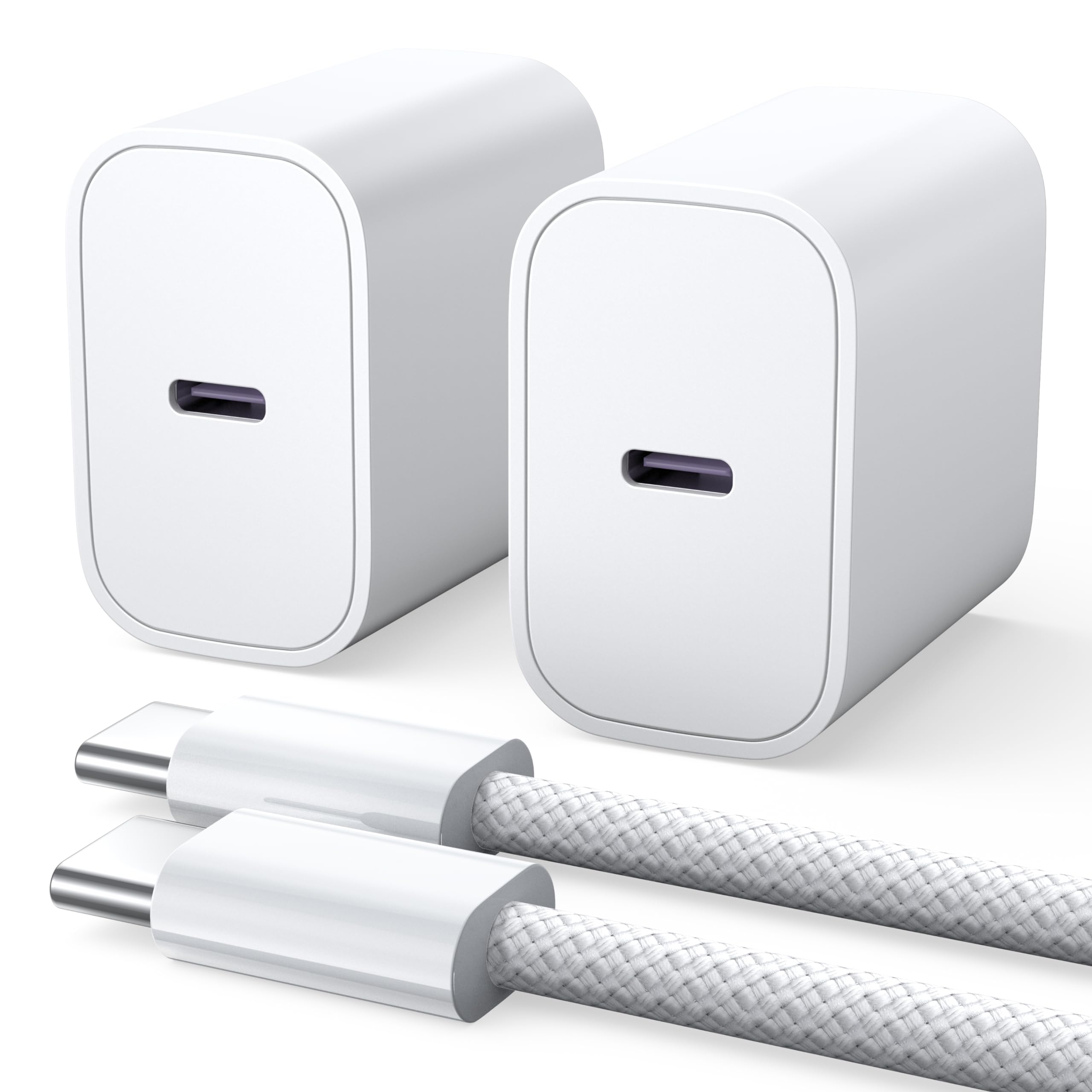 LISEN Fast Charger for iPad & iPhone 16 - 6.6FT Charging Cable (2 Pack, White) | Compatible with iPad Pro 12.9/11, iPad Air 5th/4th, iPad Mini 6, iPad 10th, iPhone 16/16 Plus/16 Pro/16 Pro Max/15 Series | Perfect for Home, Office & Travel Charging