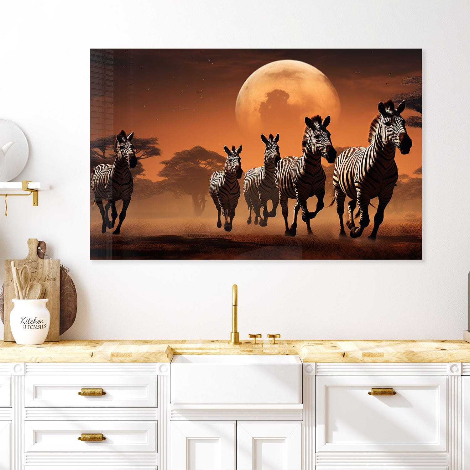 Striped Horizon Tempered Glass Wall Art - Modern Abstract Decor for Living Room, Bedroom & Office - Shatterproof & Easy to Install