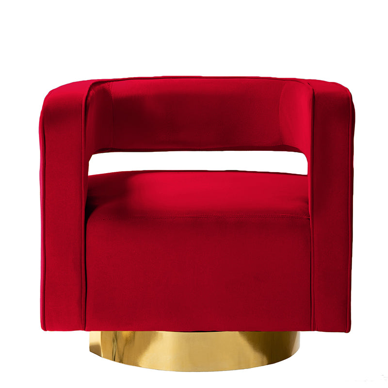 Agata Velvet Swivel Barrel Armchair - Modern Velvet Accent Chair with 360° Rotation for Living Room, Bedroom & Office