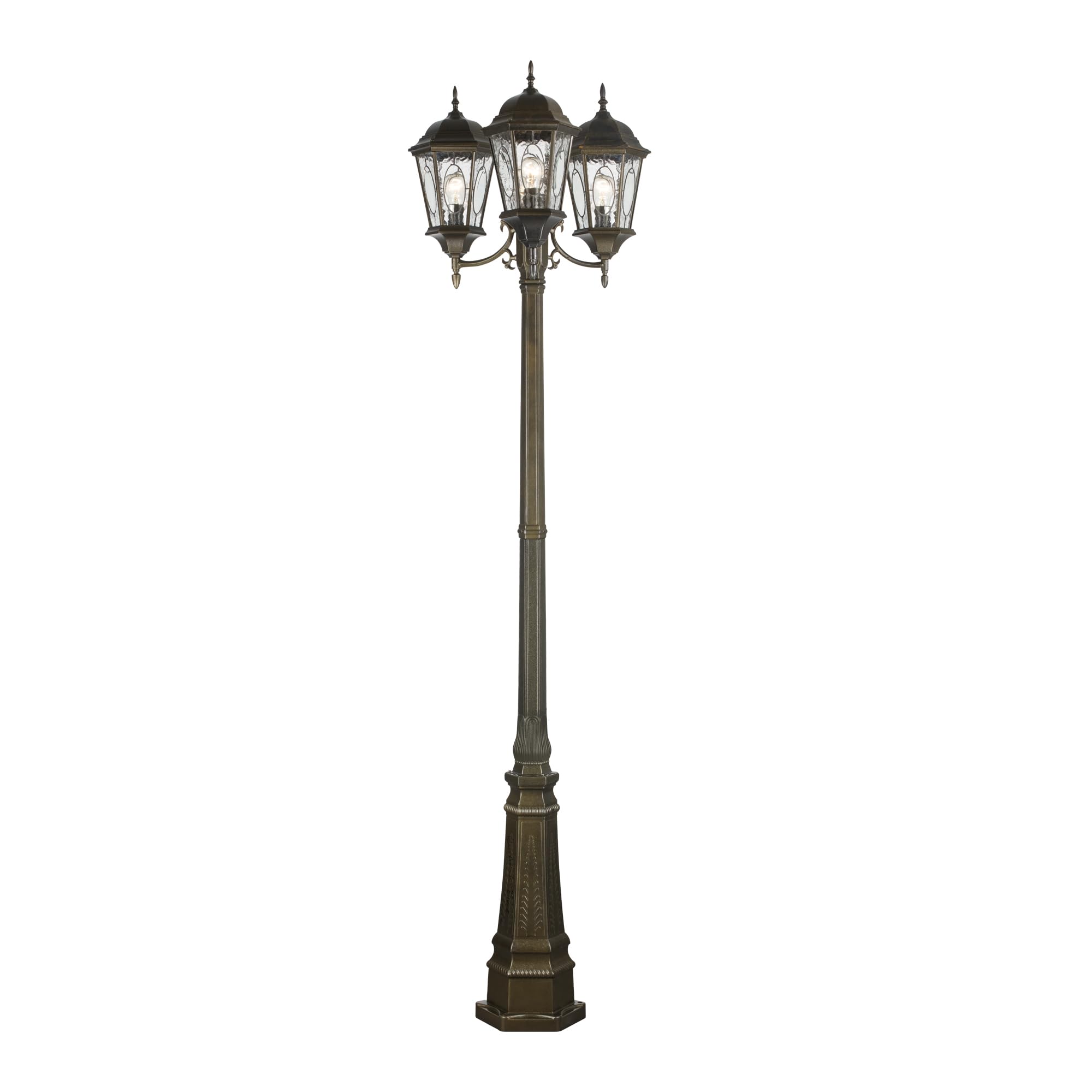 Trans Globe Lighting 4719 BRZ Villa Nueva Collection 96 Inch 3-Light Outdoor Lamp Post Set with Bronze Finish - Traditional Style Light Fixture for Garden, Patio, Walkway & Driveway Lighting