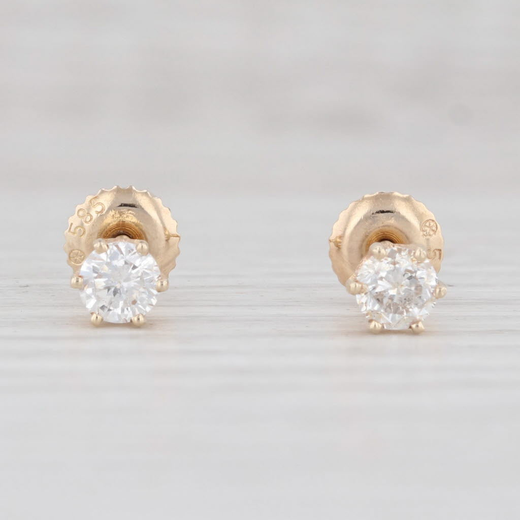 0.47ctw Round Diamond Stud Earrings in 14k Yellow Gold - Solitaire Pierced Earrings for Women, Perfect for Everyday Wear, Weddings & Special Occasions