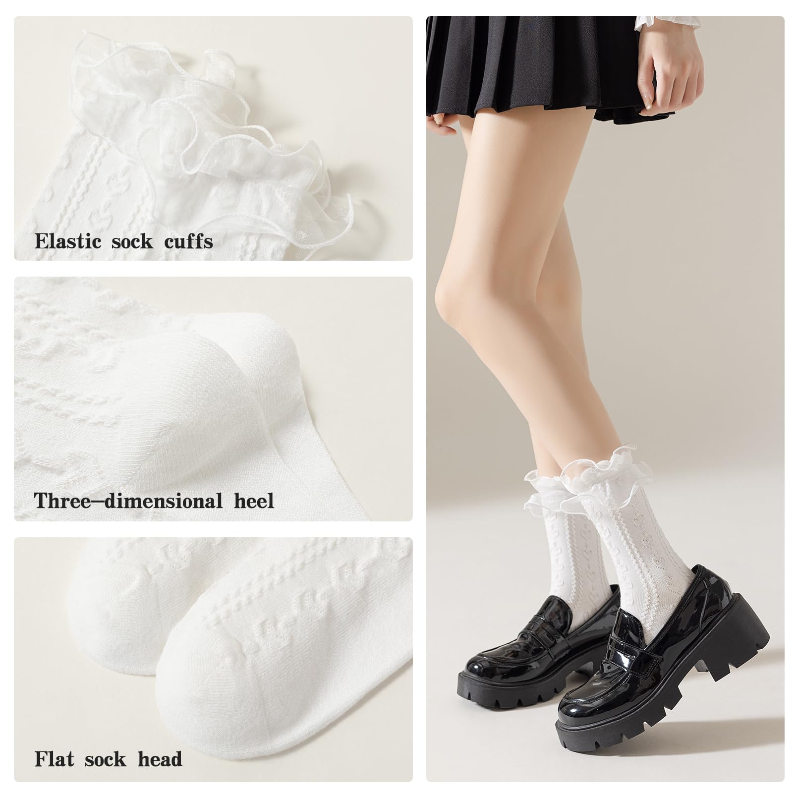 Women's Lace Ruffle Socks - Soft Cotton Frilly Ankle Socks for Ladies & Girls | Cute Lolita Princess Style | Perfect for Cosplay, Tea Parties & Vintage Fashion Outfits