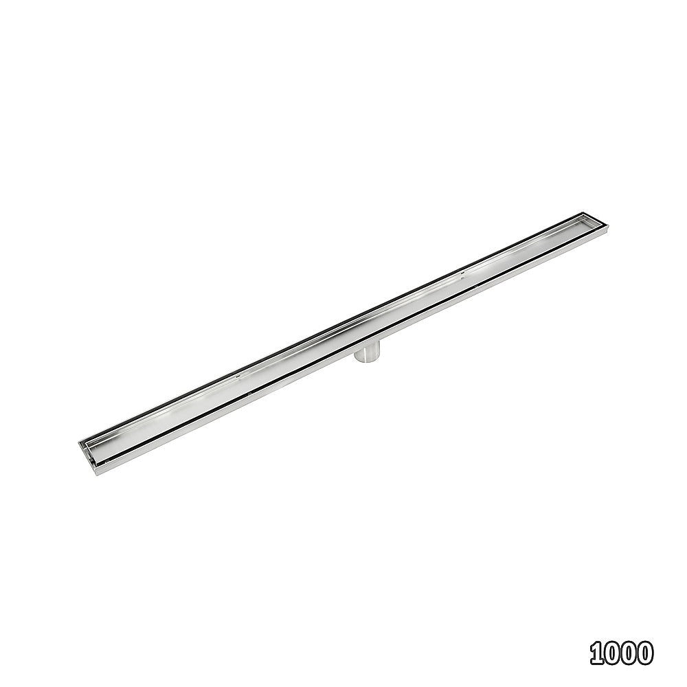 1000mm Stainless Steel Tile Insert Shower Drain Grate with Center Outlet - Bathroom Floor Waste Drain for Wet Room & Shower Enclosures