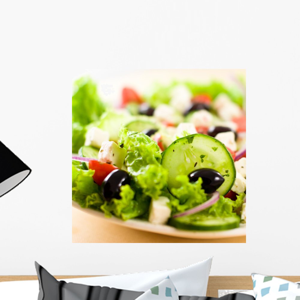 Greek Salad Wall Decal - Peel and Stick Wall Sticker - 18x18 Inches - High Quality Vinyl Graphic for Kitchen & Dining Room Decor - Easy to Apply & Remove - Perfect for Home, Restaurant, or Cafe Decor