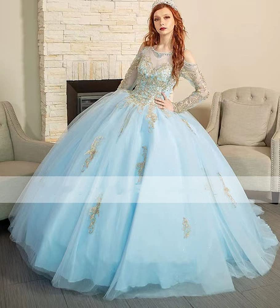 Elegant Lilac Quinceanera Dress for Women - Long Sleeve Lace Applique Sweet 16 Ball Gown | Perfect for Quinceañeras, Proms, Weddings & Special Occasions