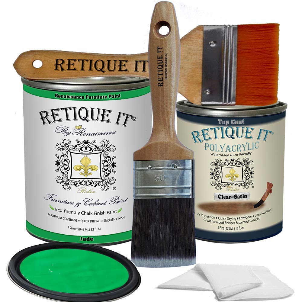 Retique It Chalk Furniture Paint by Renaissance DIY - 6 Piece Set in 47 Jade (5 Count) | Perfect for Furniture Restoration, DIY Home Decor & Vintage Style Projects