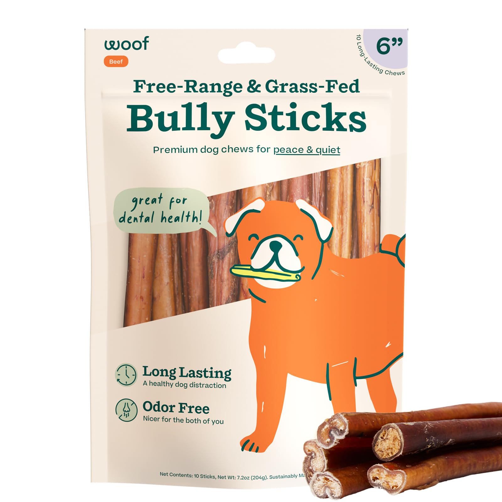 WOOF Bully Sticks Dog Treats - 6
