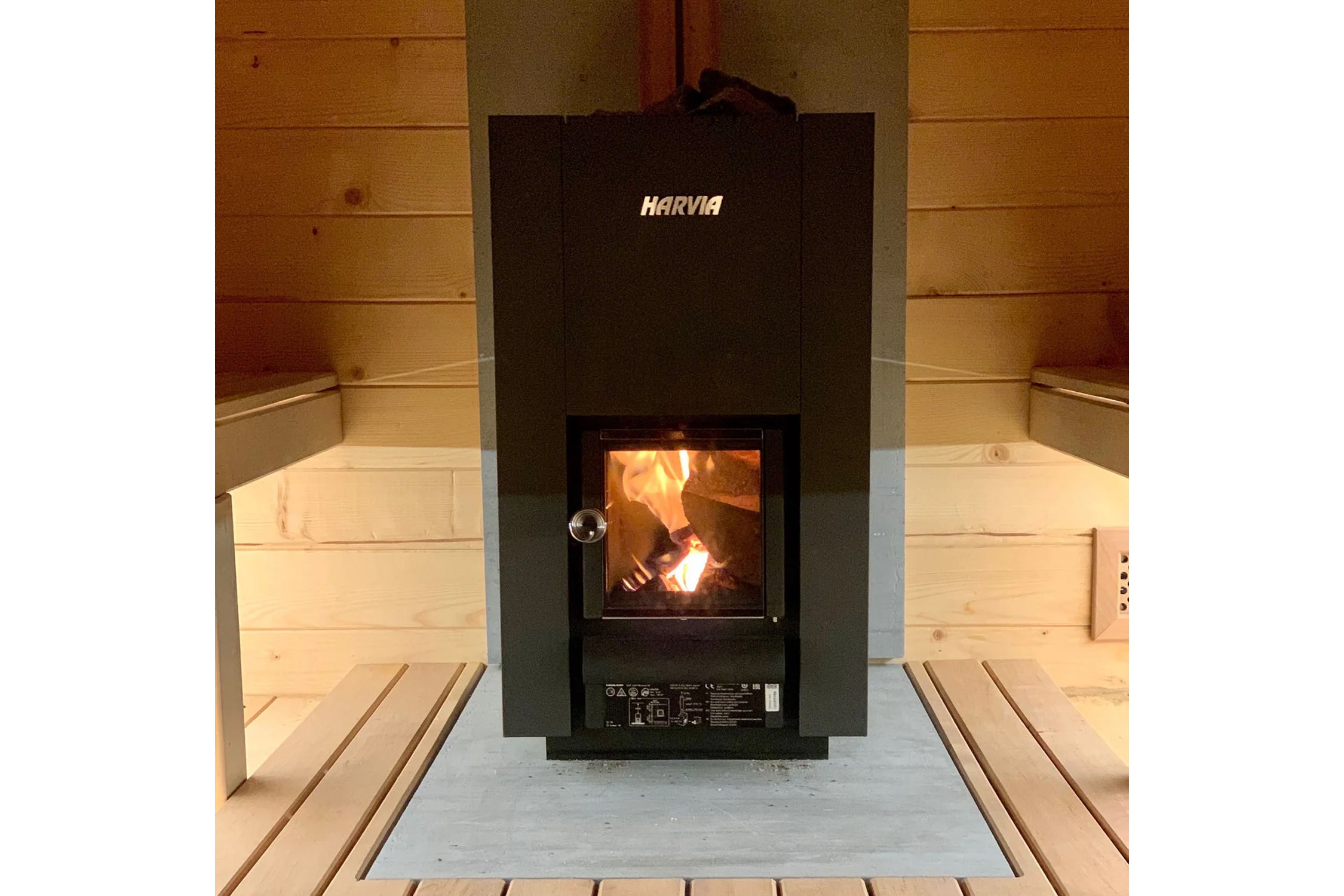 Harvia Linear 16 Wood Burning Stove Heater - Black Outdoor Sauna Stove for Home, Cabin & Backyard - Efficient Heating Solution for Cold Weather