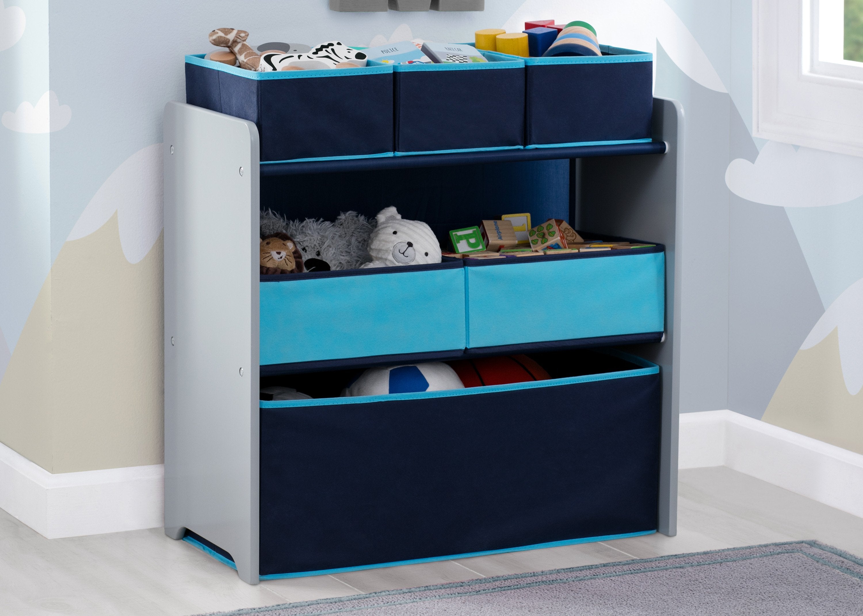 6 Bin Toy Organizer with Storage Bins - Kids Playroom & Nursery Organization Solution for Toys, Books & Games - Perfect for Home, Classroom or Daycare Use
