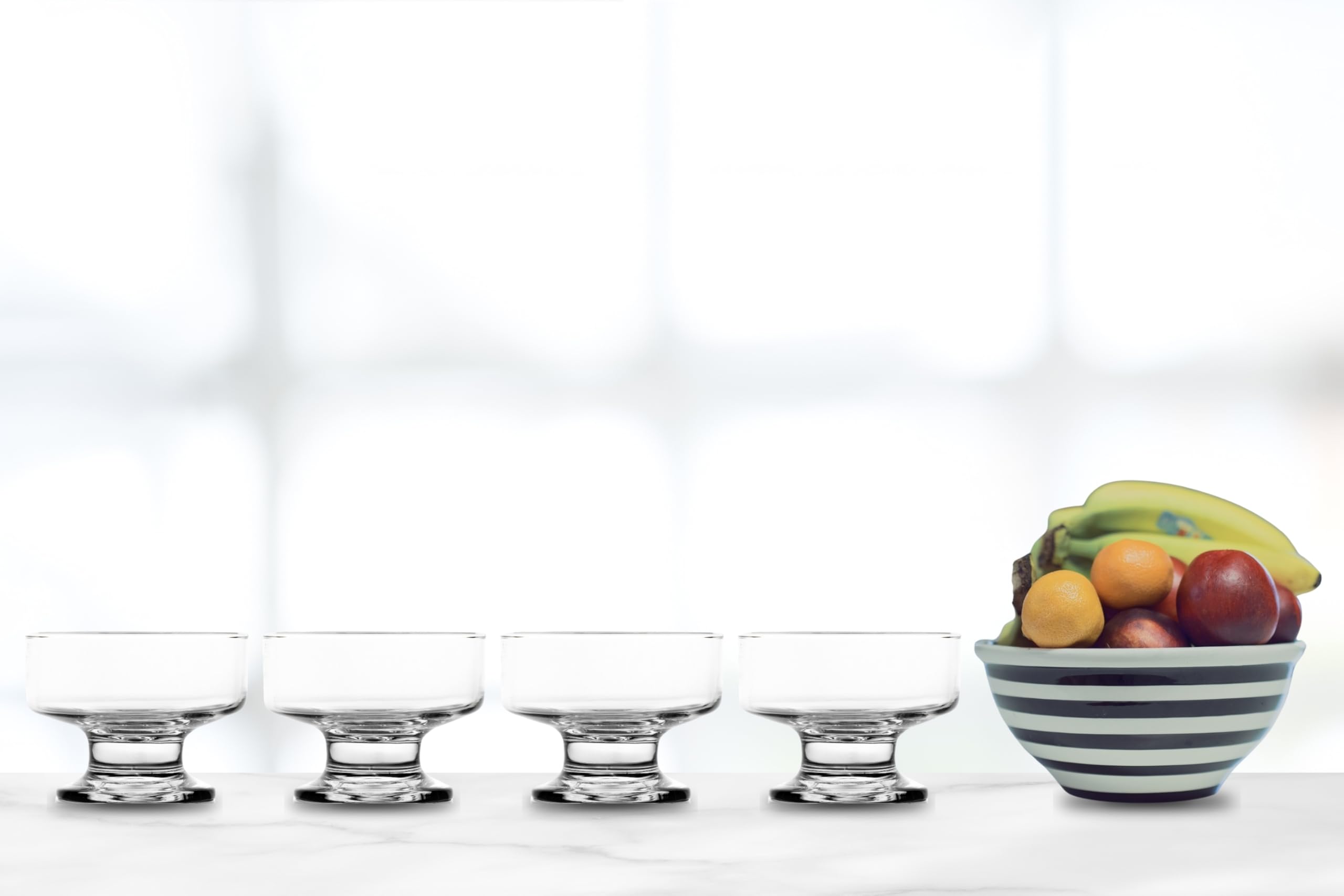 Premium 7oz Ice Cream Glass Bowls - Elegant Dessert Bowls for Ice Cream, Sundae, Fruit, Snacks & Party Serving - Durable Dinnerware Set of 4 - Perfect for Home Entertaining, Restaurants & Special Occasions