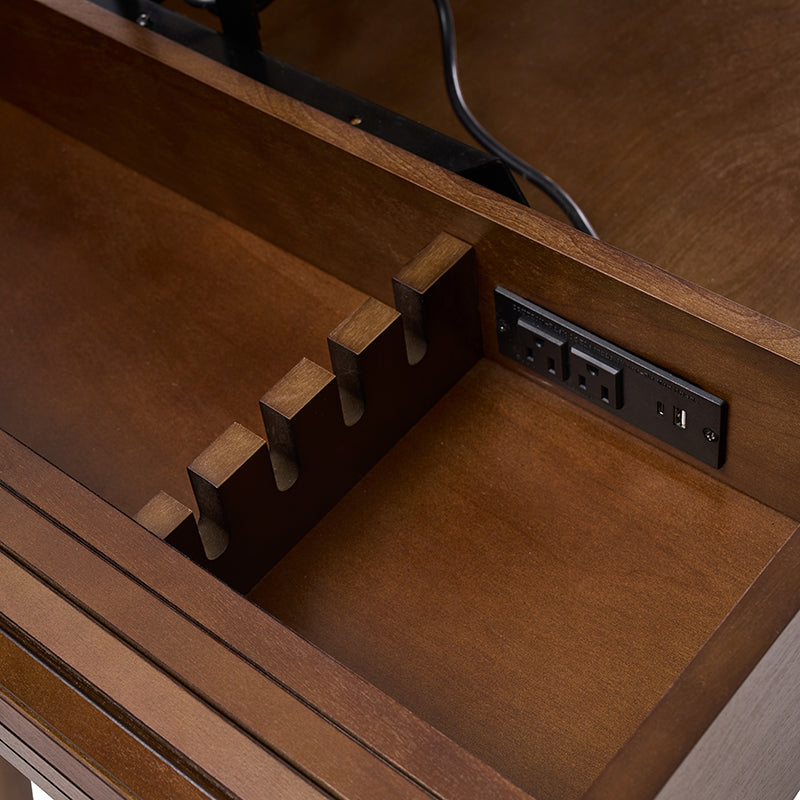 Mid Century Modern Home Office Desk with 2 USB Power Outlets - Stylish Writing Desk for Small Spaces, Remote Work & Study