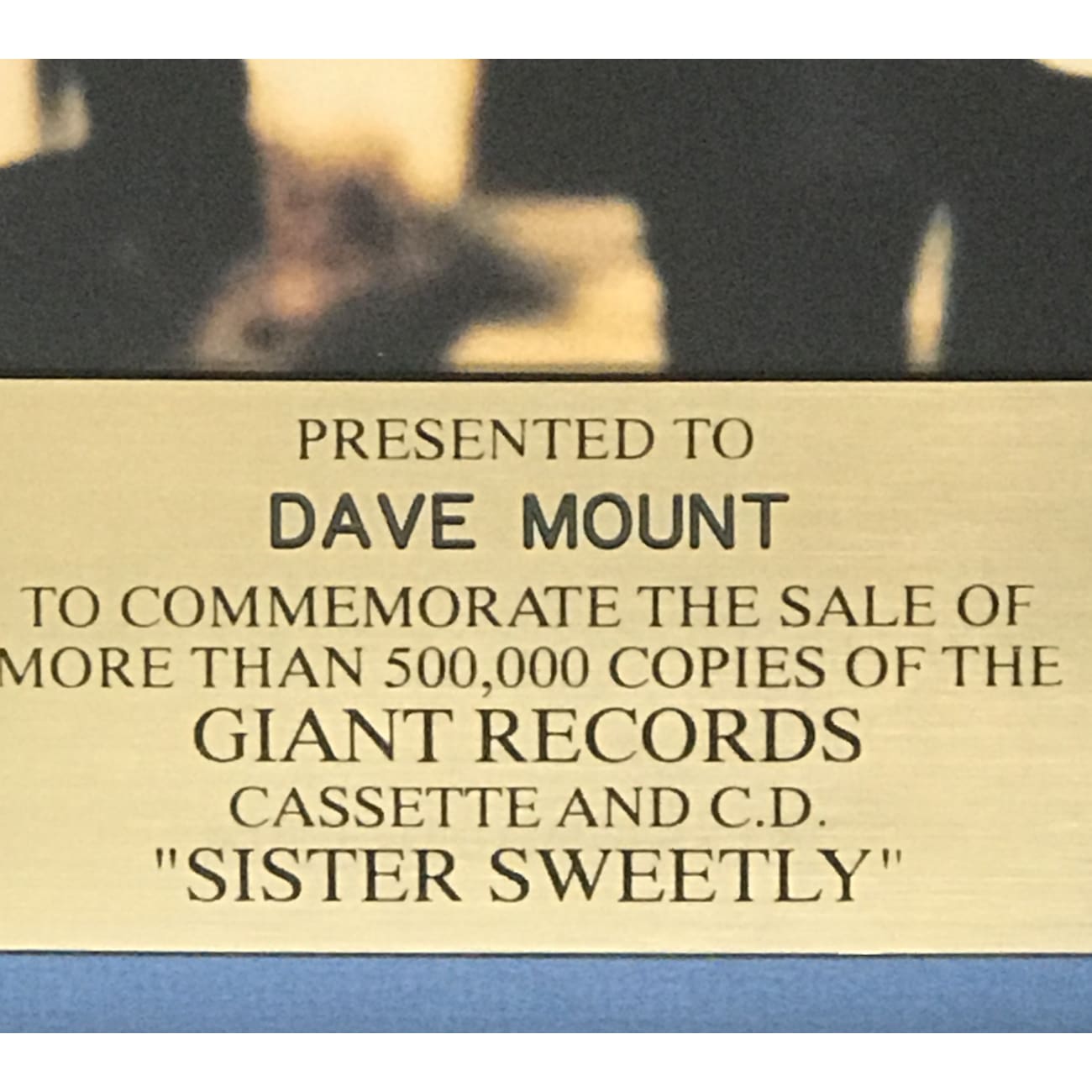 Big Head Todd and the Monsters Sister Sweetly RIAA Certified Gold Album Award - Perfect for Music Collectors & Classic Rock Fans