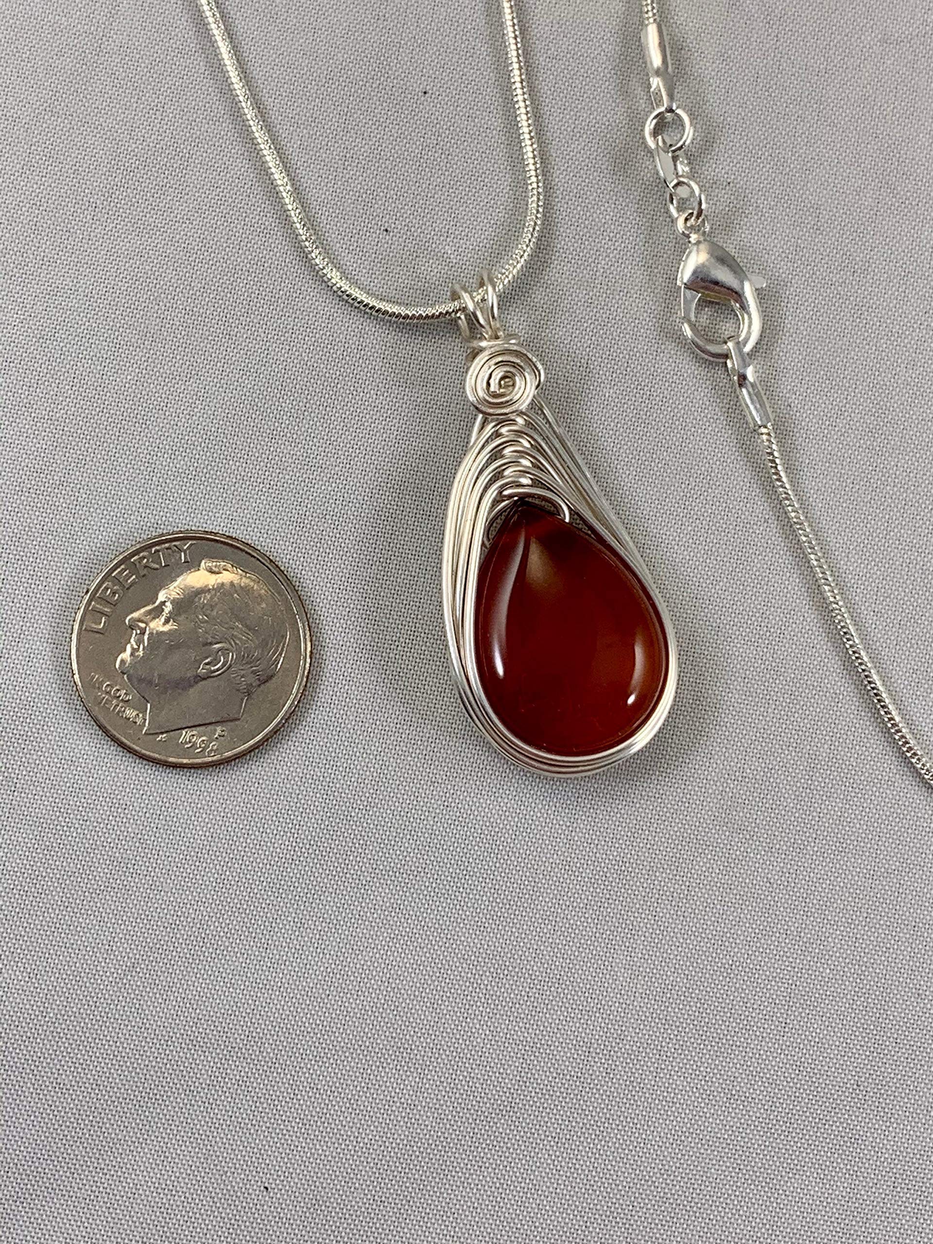 Elegant Silver Carnelian Necklace for Women - Sterling Silver Chain Pendant Jewelry - Perfect for Gifts, Parties & Everyday Wear