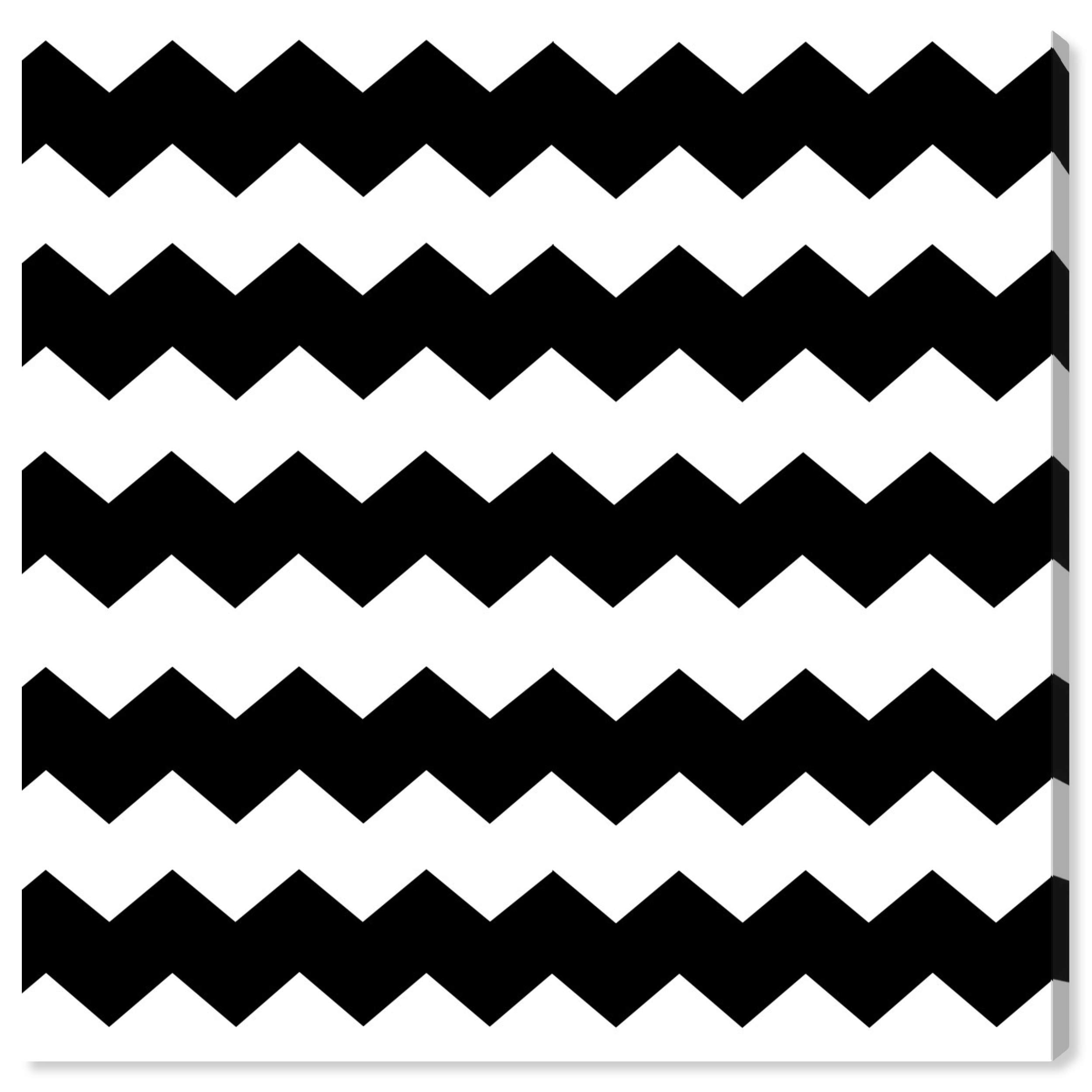 Abstract Chevron Wall Art Canvas Print - Black & White Modern Home Decor - 24