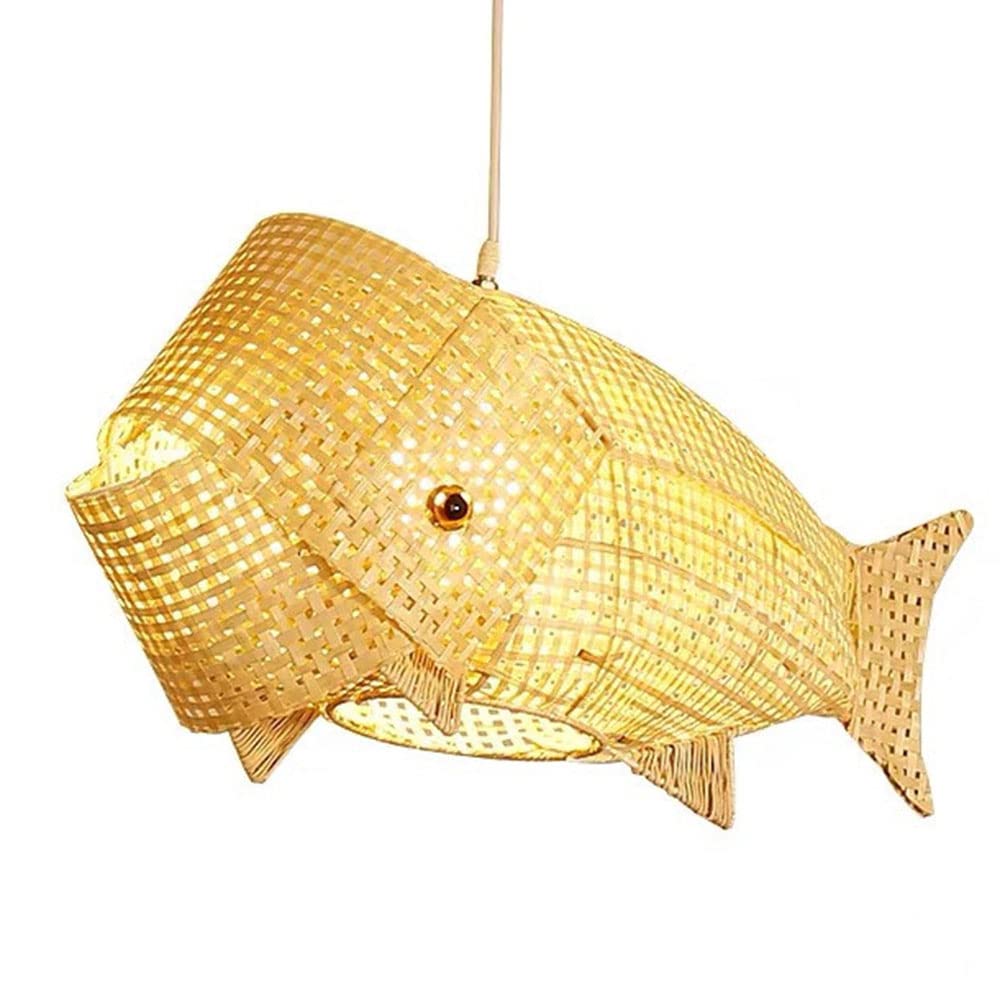 Bohemian Wicker Pendant Light - Tropical Bamboo Chandelier for Cafe, Bar & Restaurant - Industrial Ceiling Lighting Fixture with Woven Lampshade - Perfect for Coffee Shops, Tea Rooms & Bedroom Decor