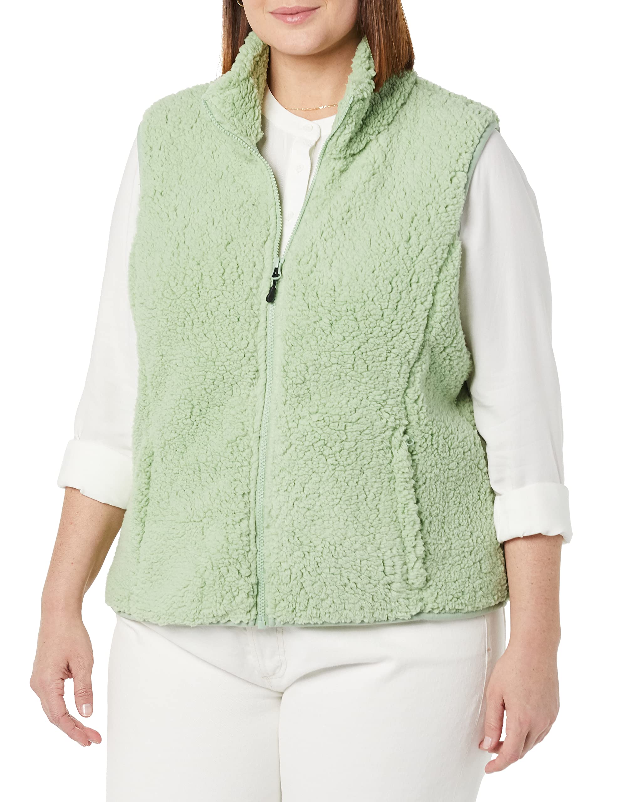 Amazon Essentials Women's Polar Fleece Lined Sherpa Vest - Warm Winter Puffer Vest for Outdoor Activities, Hiking & Casual Wear