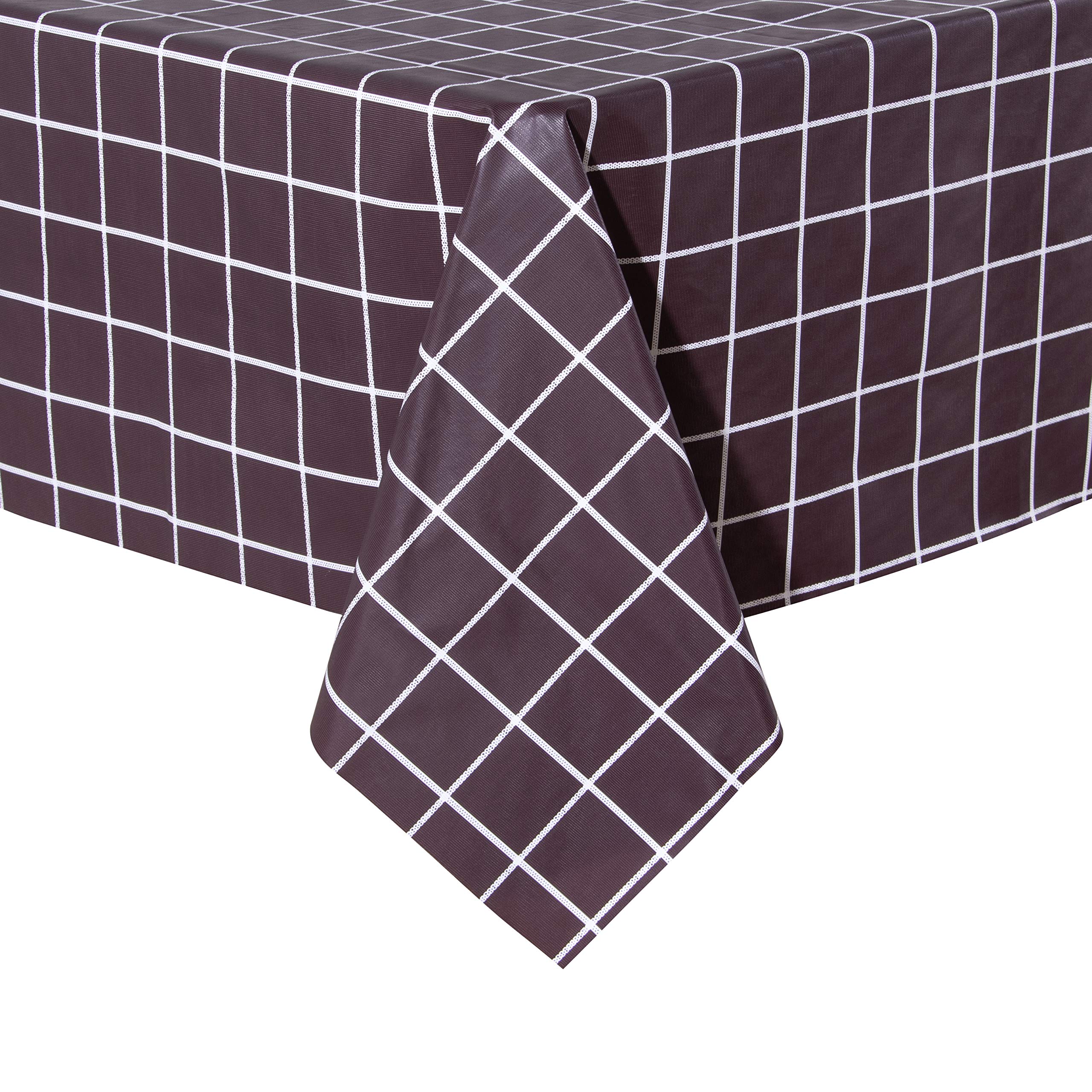 Sancua Checkered Vinyl Rectangle Tablecloth 60 x 140 Inch - 100% Waterproof Oil Proof Spill Proof PVC Table Cover for Dining Table, Buffet Party, Camping & Coffee Shop - Easy Wipe Clean Tablecloth for Indoor & Outdoor Use