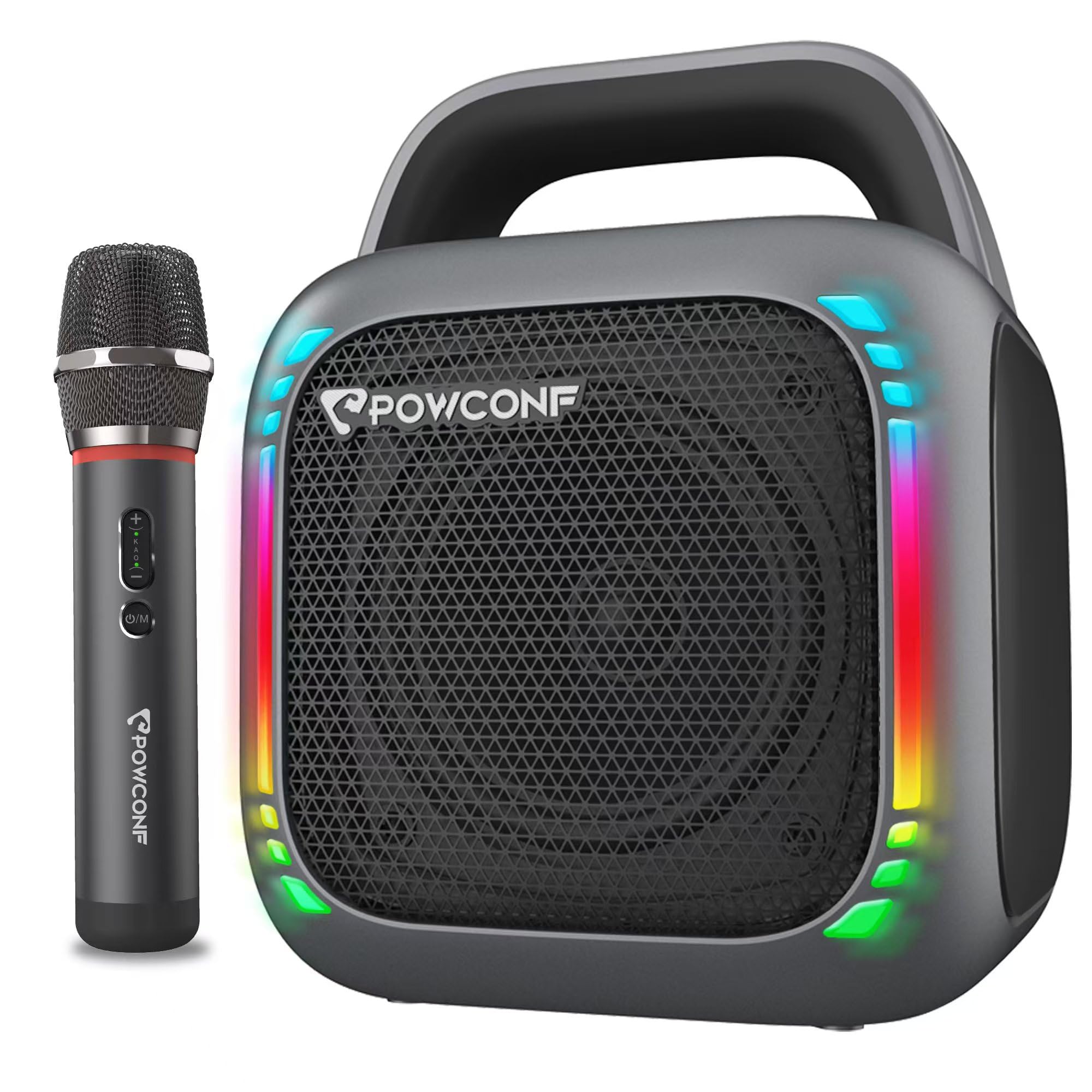 Portable Karaoke Machine with Wireless Microphone - 80W Bluetooth Speaker, Subwoofer, PA System, 24H Playtime, RGB Lights, Waterproof, Supports T-Card/USB/TWS - Perfect for Outdoor Parties, Meetings & Home Entertainment